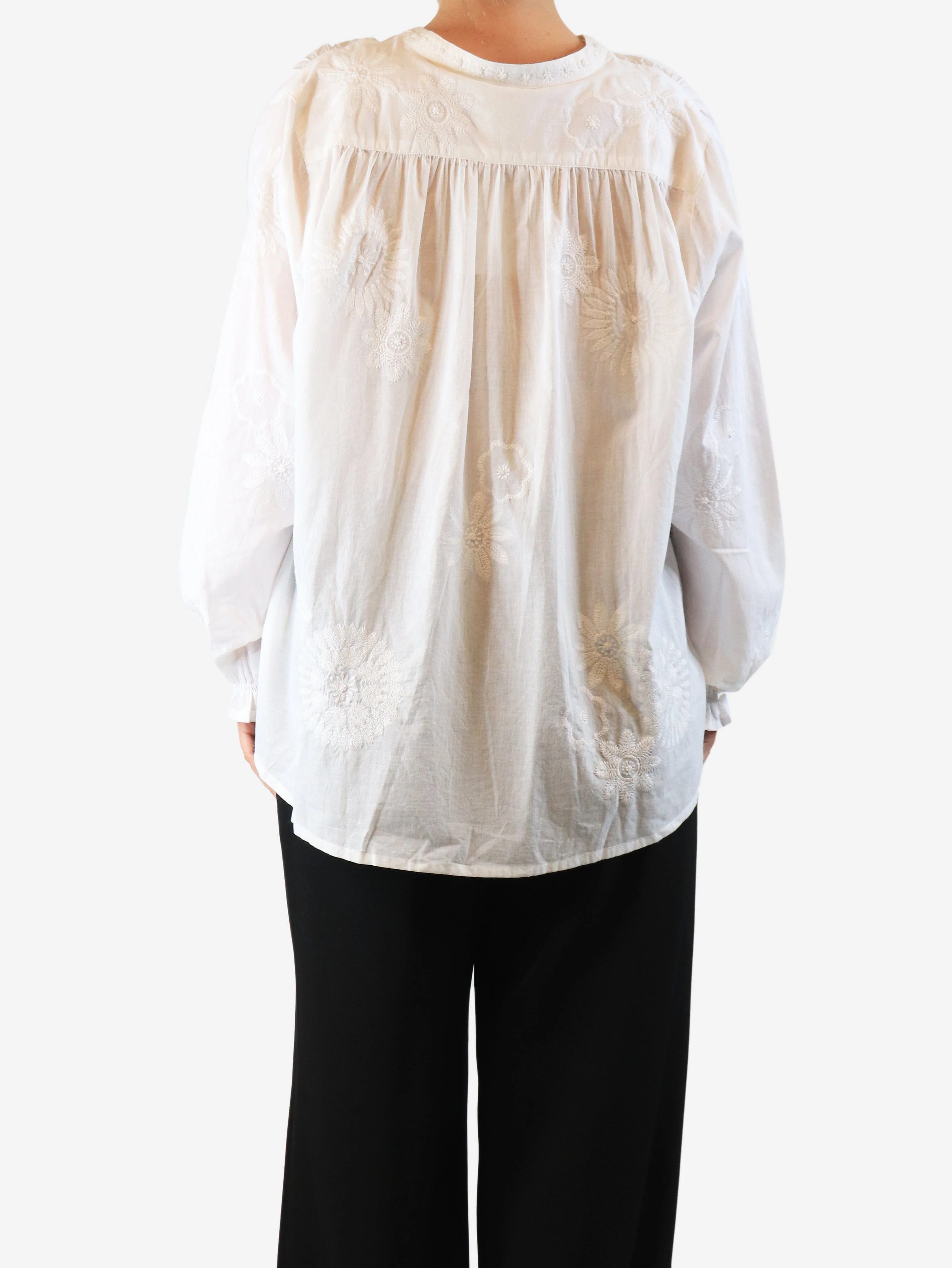 White floral shirt blouse - size L - Image 2