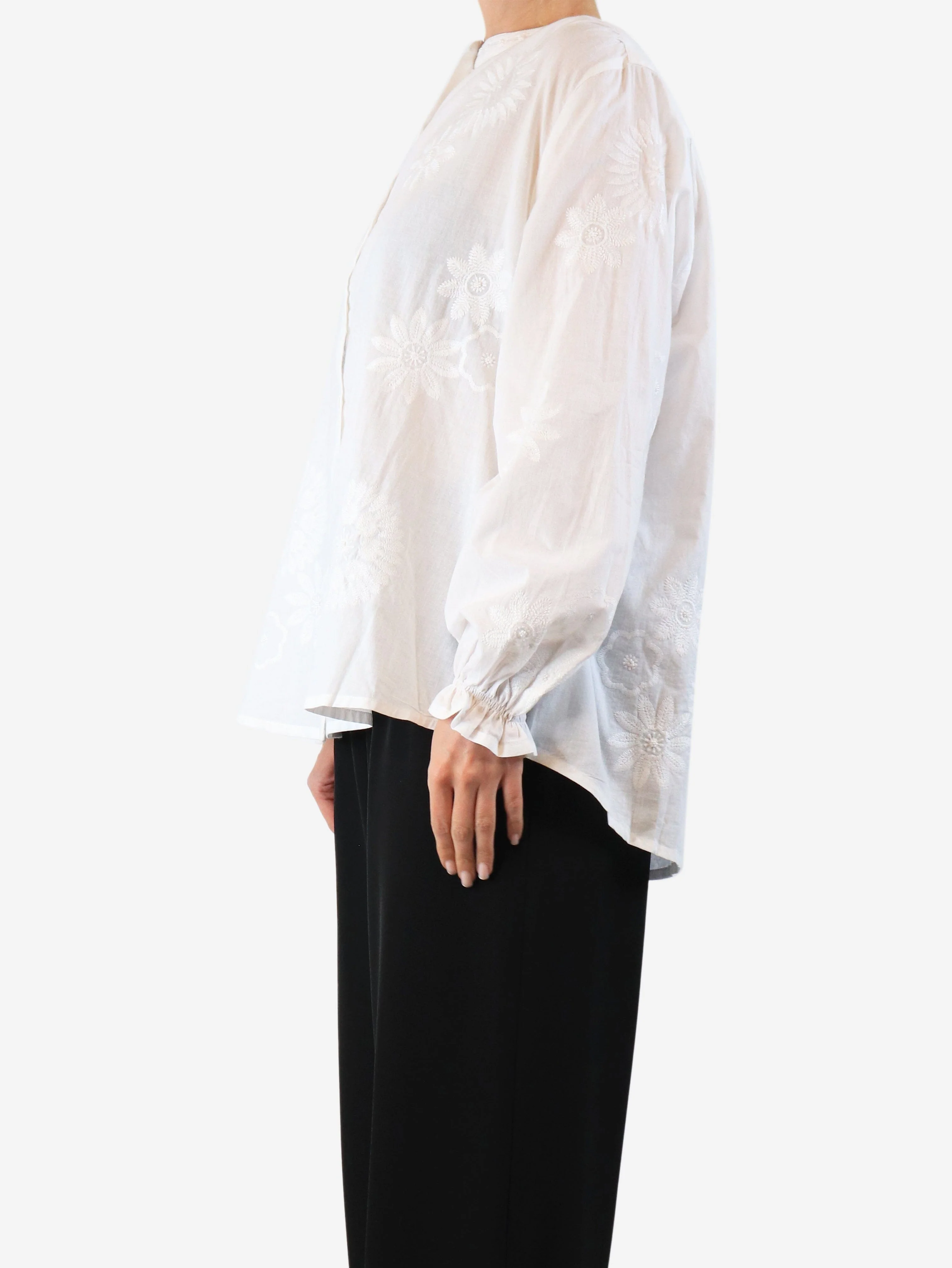 White floral shirt blouse - size L - Image 3