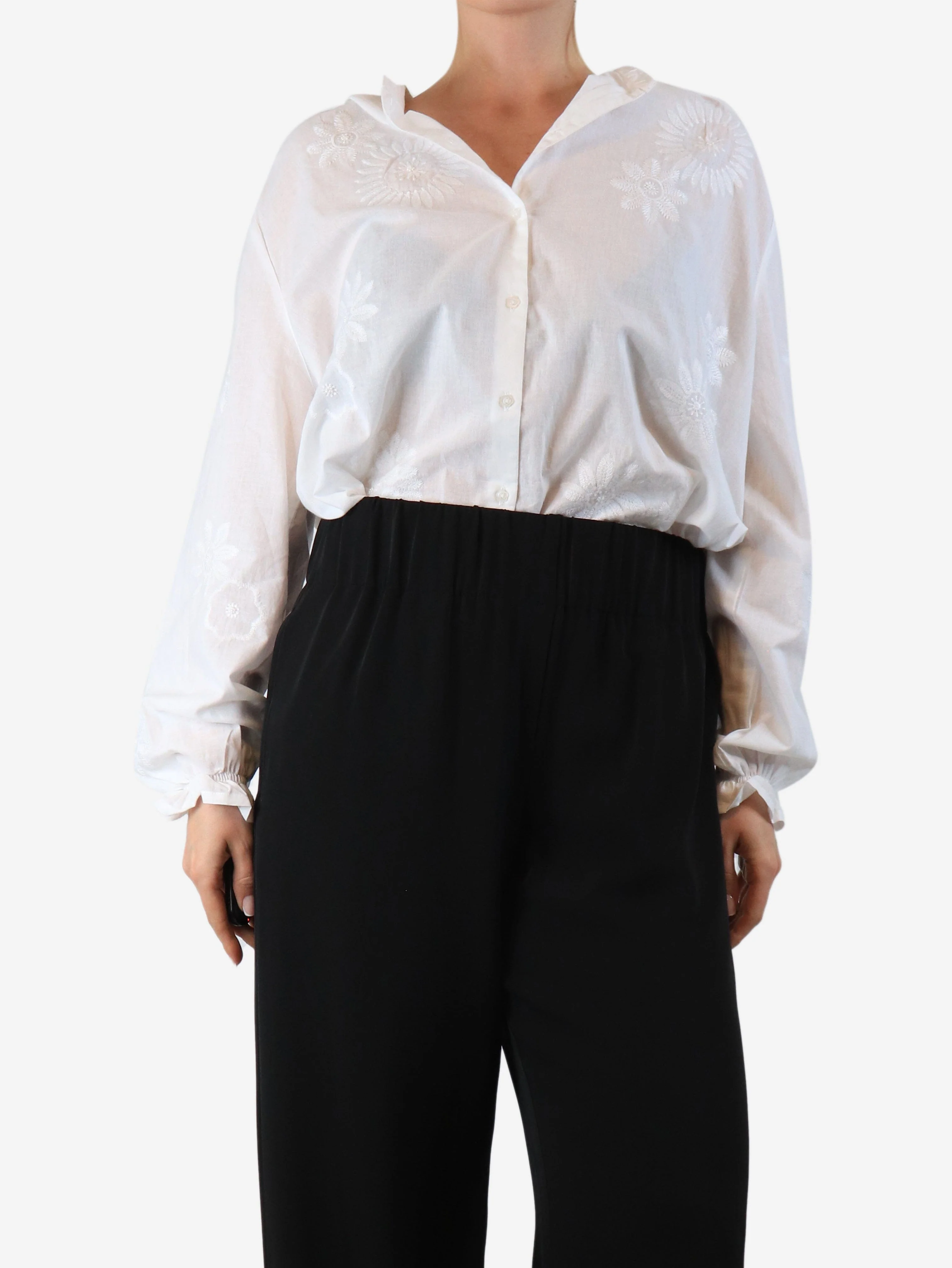 White floral shirt blouse - size L - Image 4