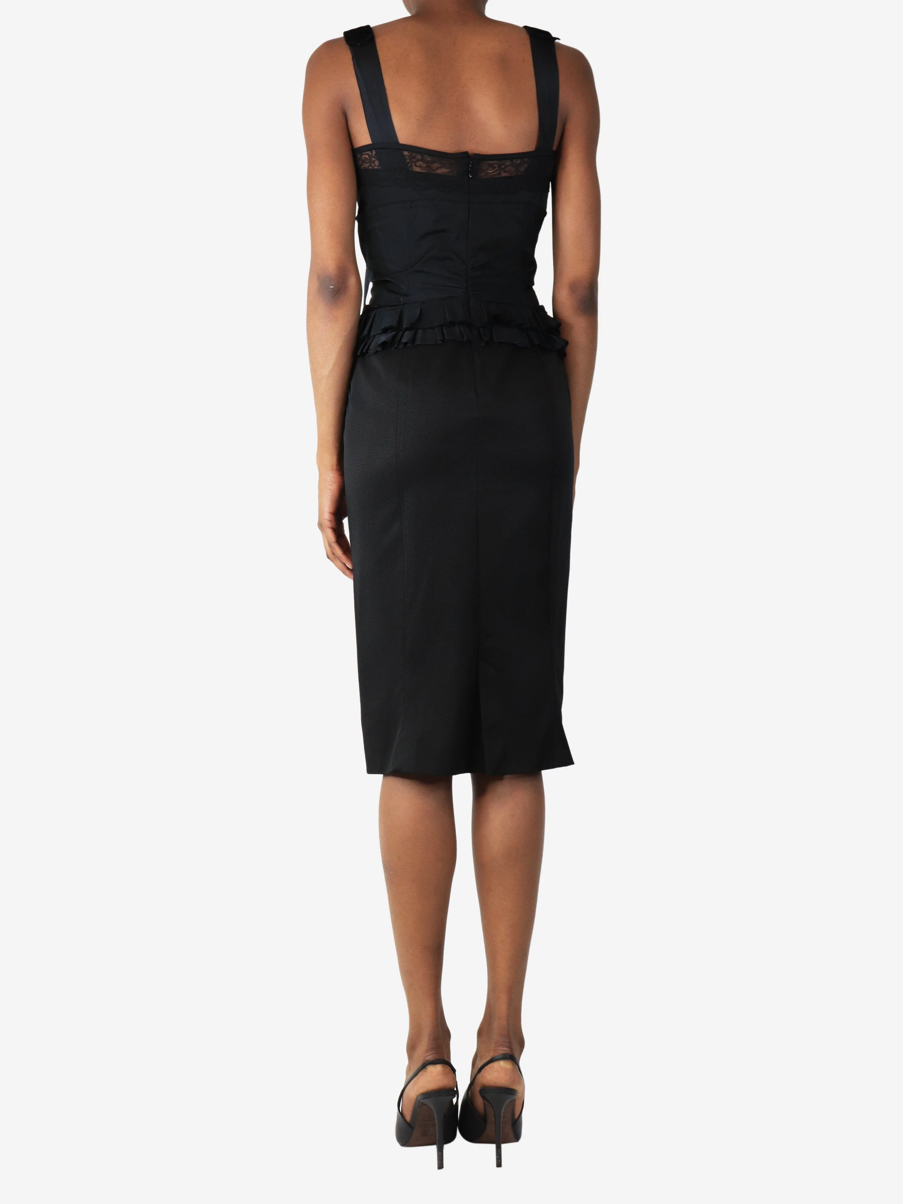 Black ruffled midi dress - size UK 8 - Image 2