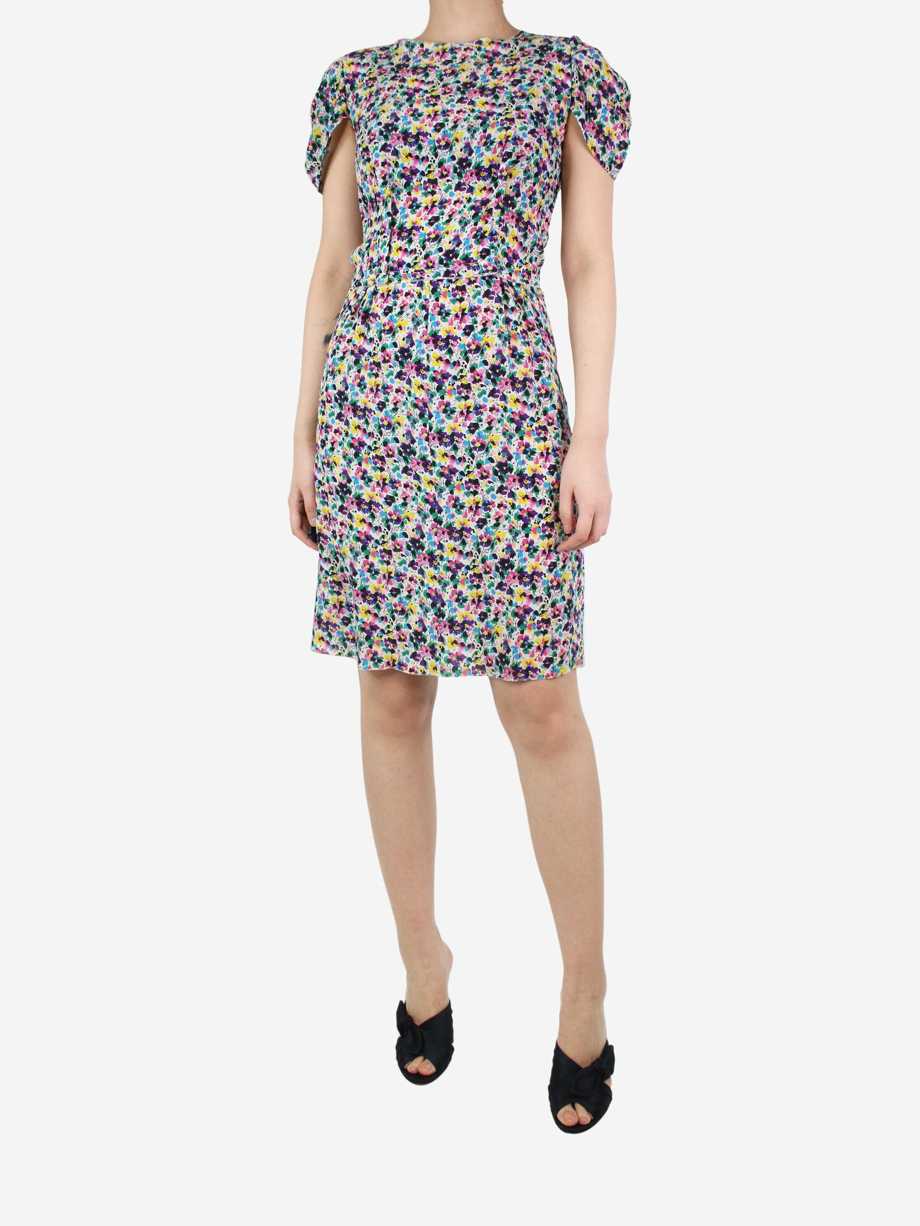Multicoloured floral printed dress - size UK 10