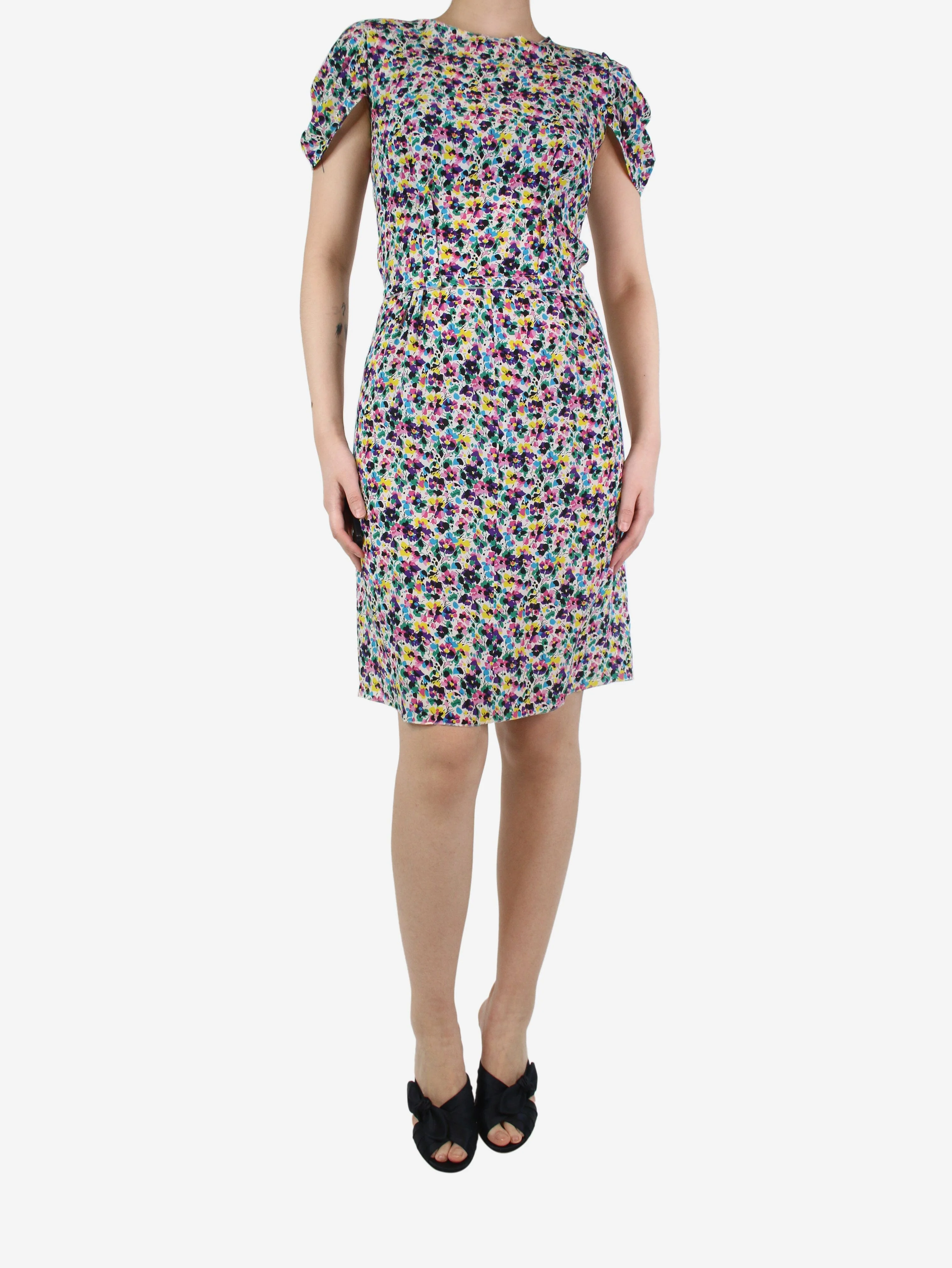 Multicoloured floral printed dress - size UK 10 - Image 3