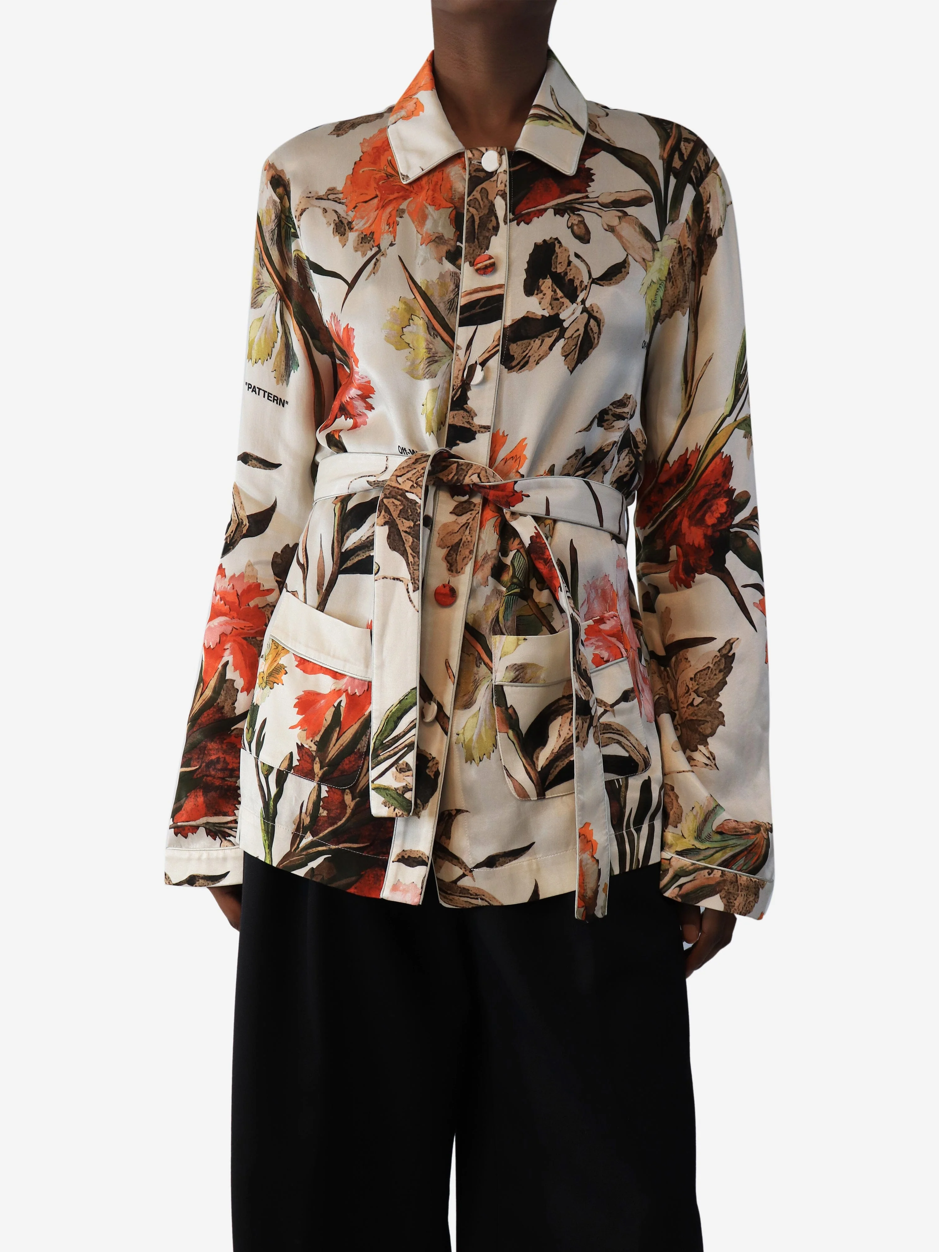 Mutli floral blouse with belt - size UK 10