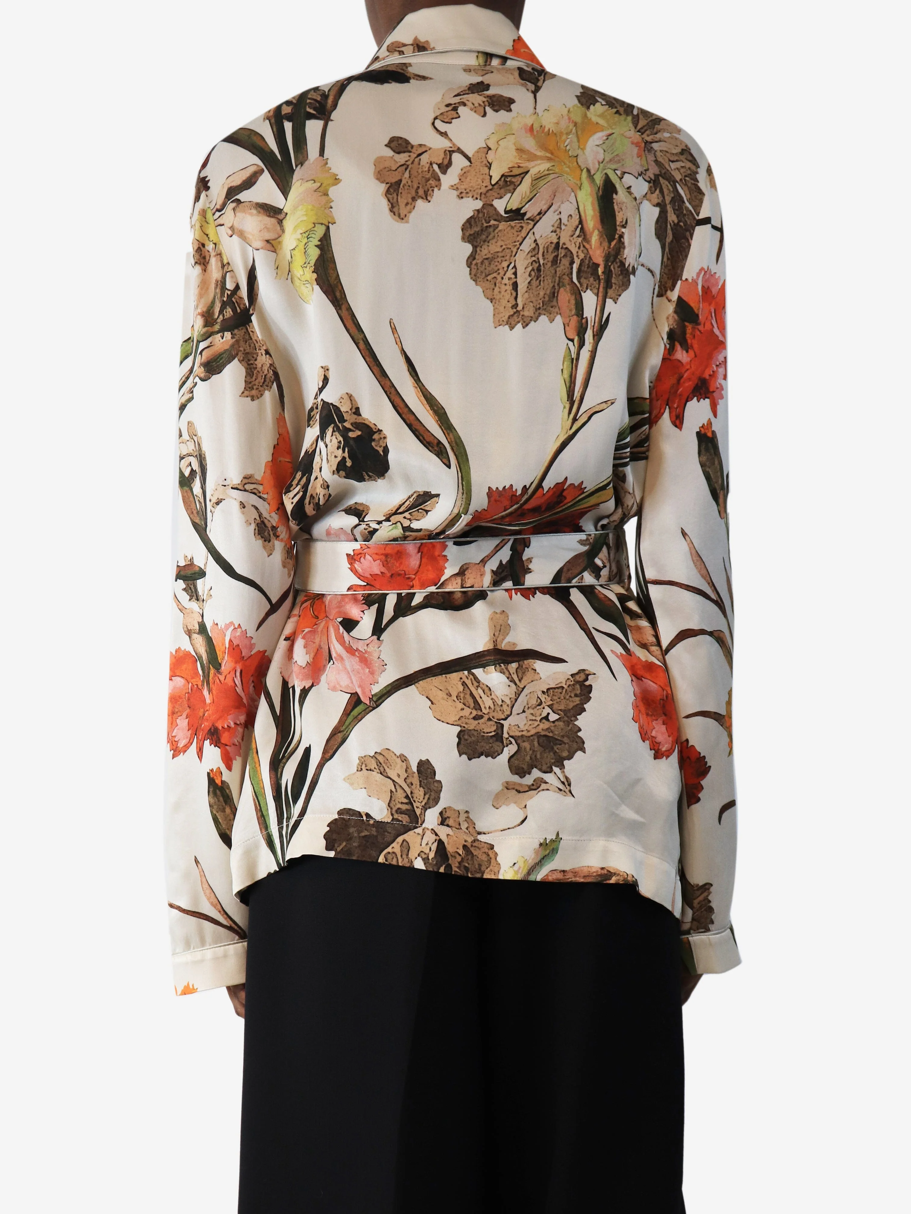 Mutli floral blouse with belt - size UK 10 - Image 2