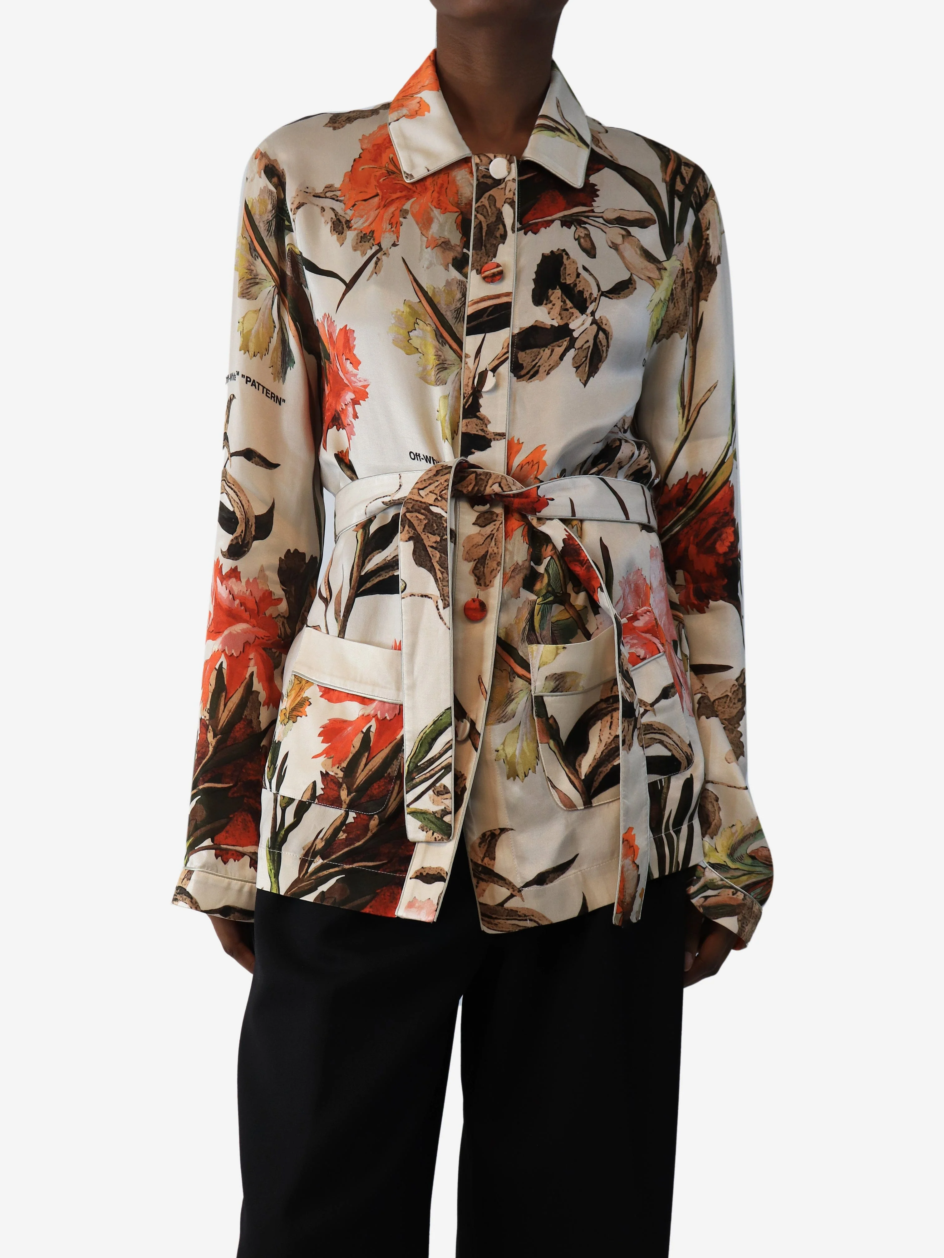 Mutli floral blouse with belt - size UK 10 - Image 3