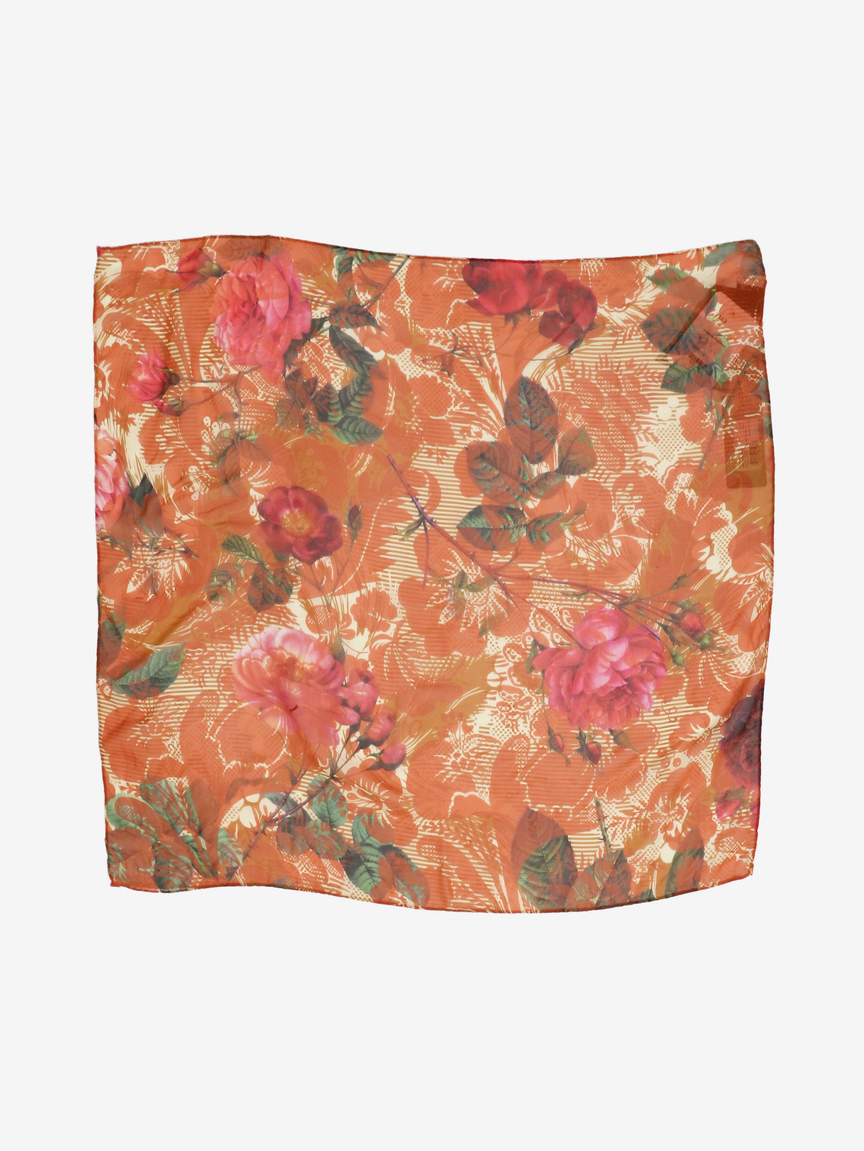 Orange floral print scarf