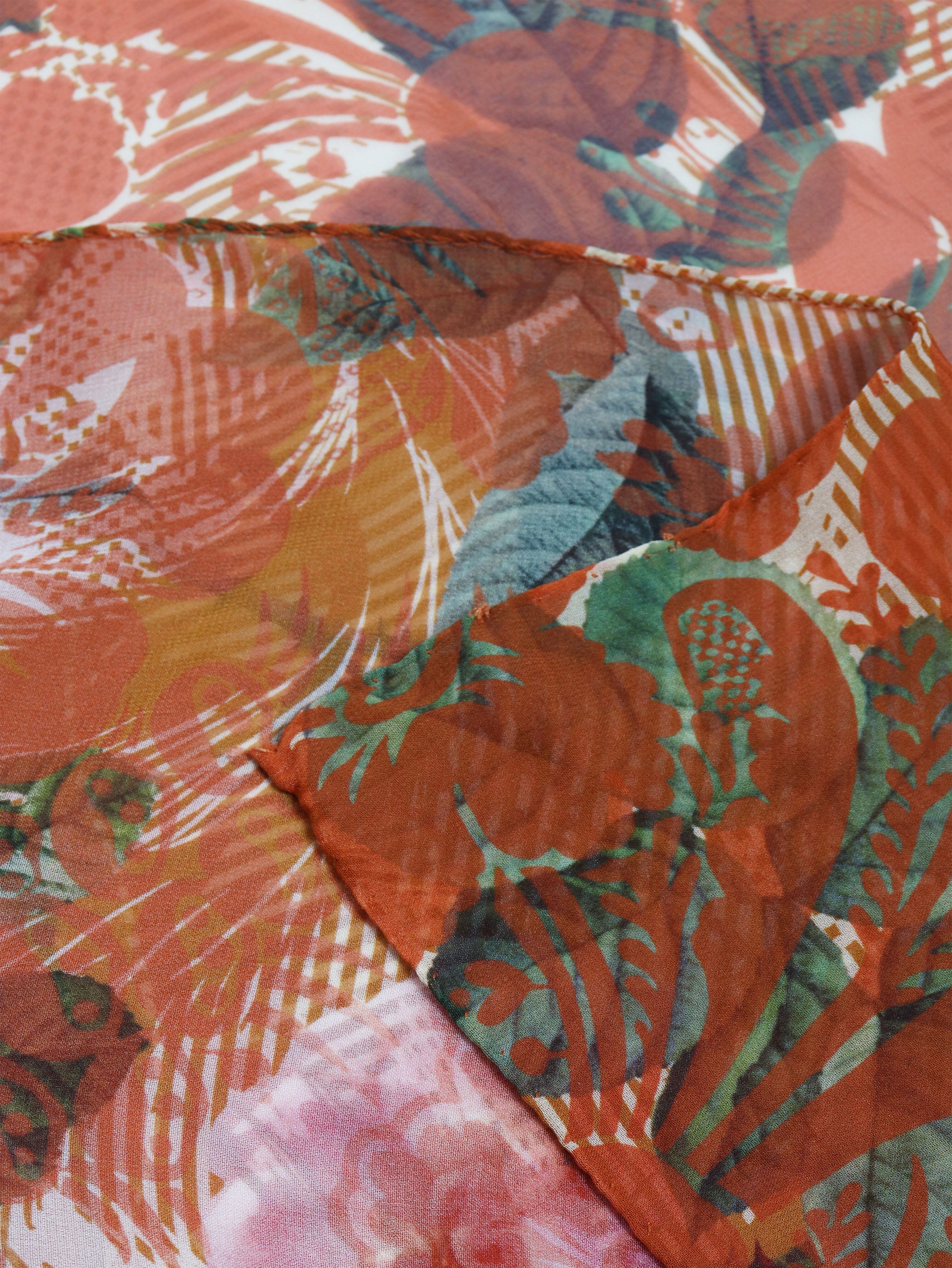 Orange floral print scarf - Image 2