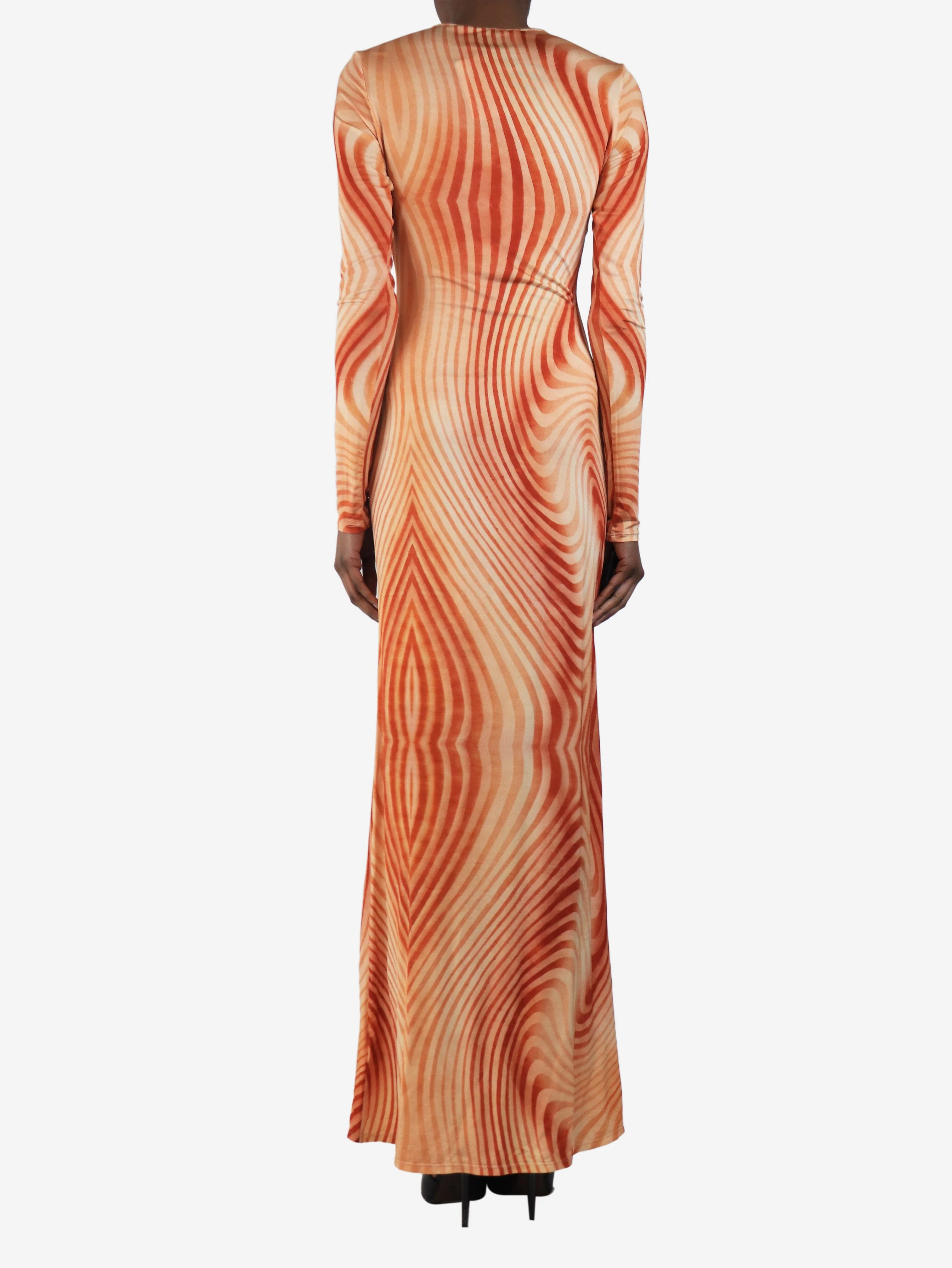 Orange Malloree stripe maxi dress - size UK 8 - Image 2