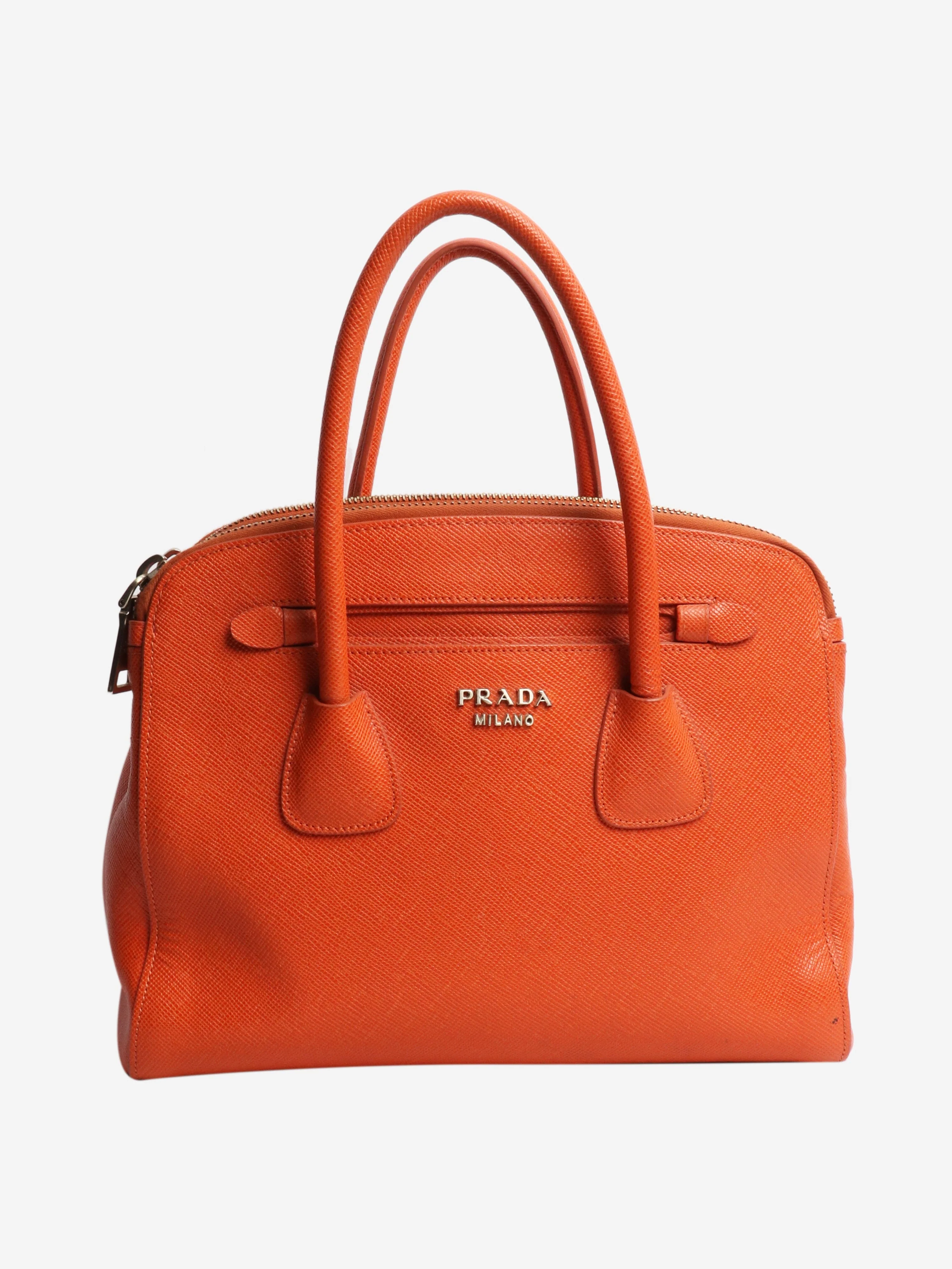 Orange Saffiano leather 2way bag