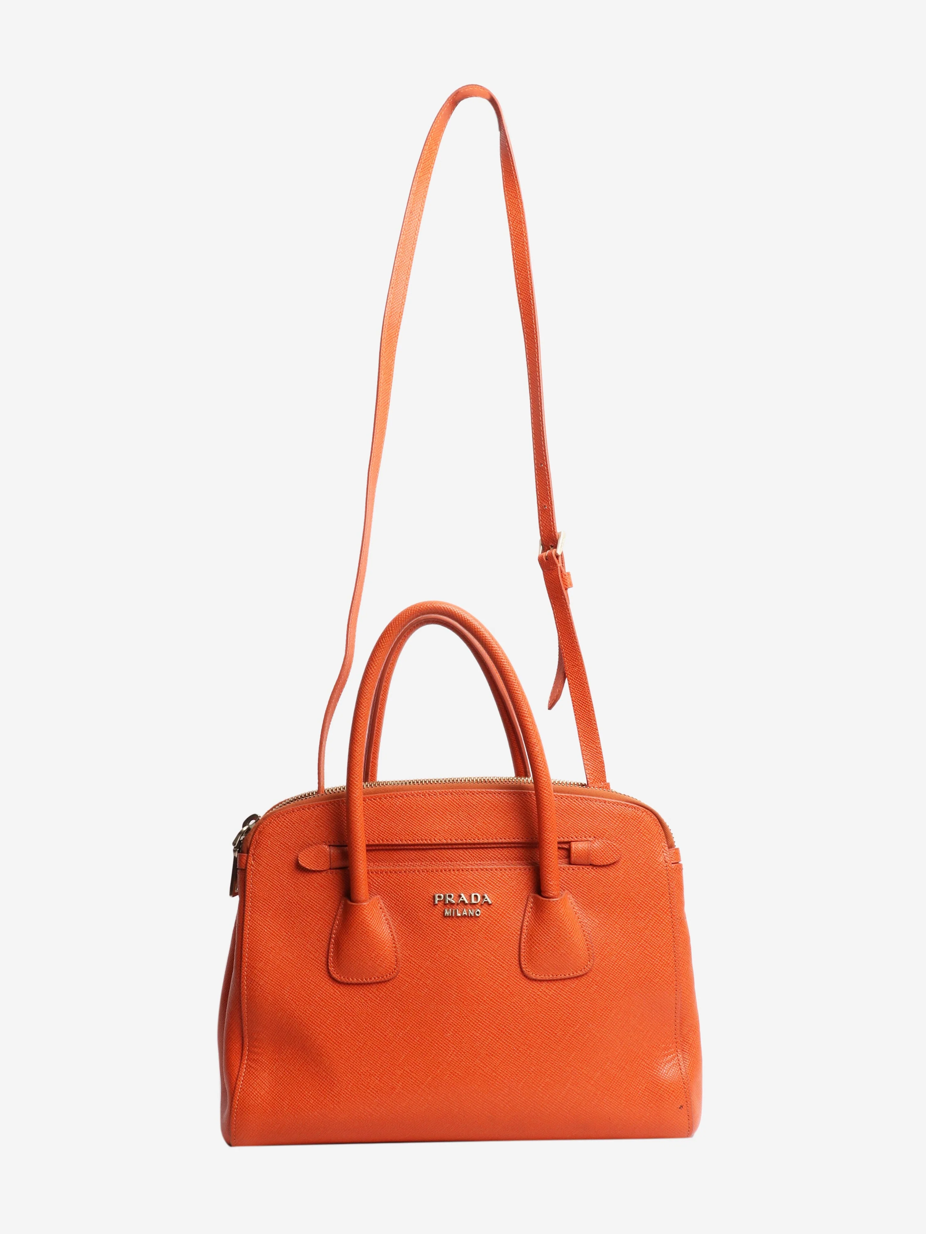 Orange Saffiano leather 2way bag - Image 2