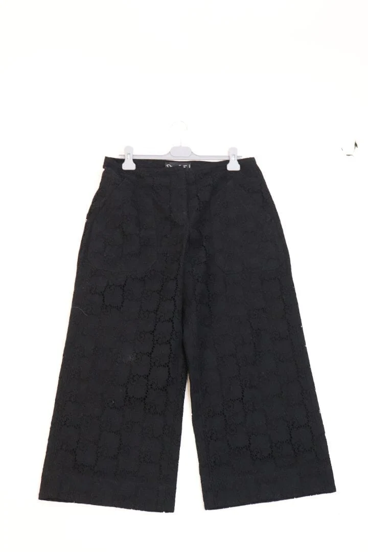 Black broderie-anglaise trousers - size UK 14 - Image 4