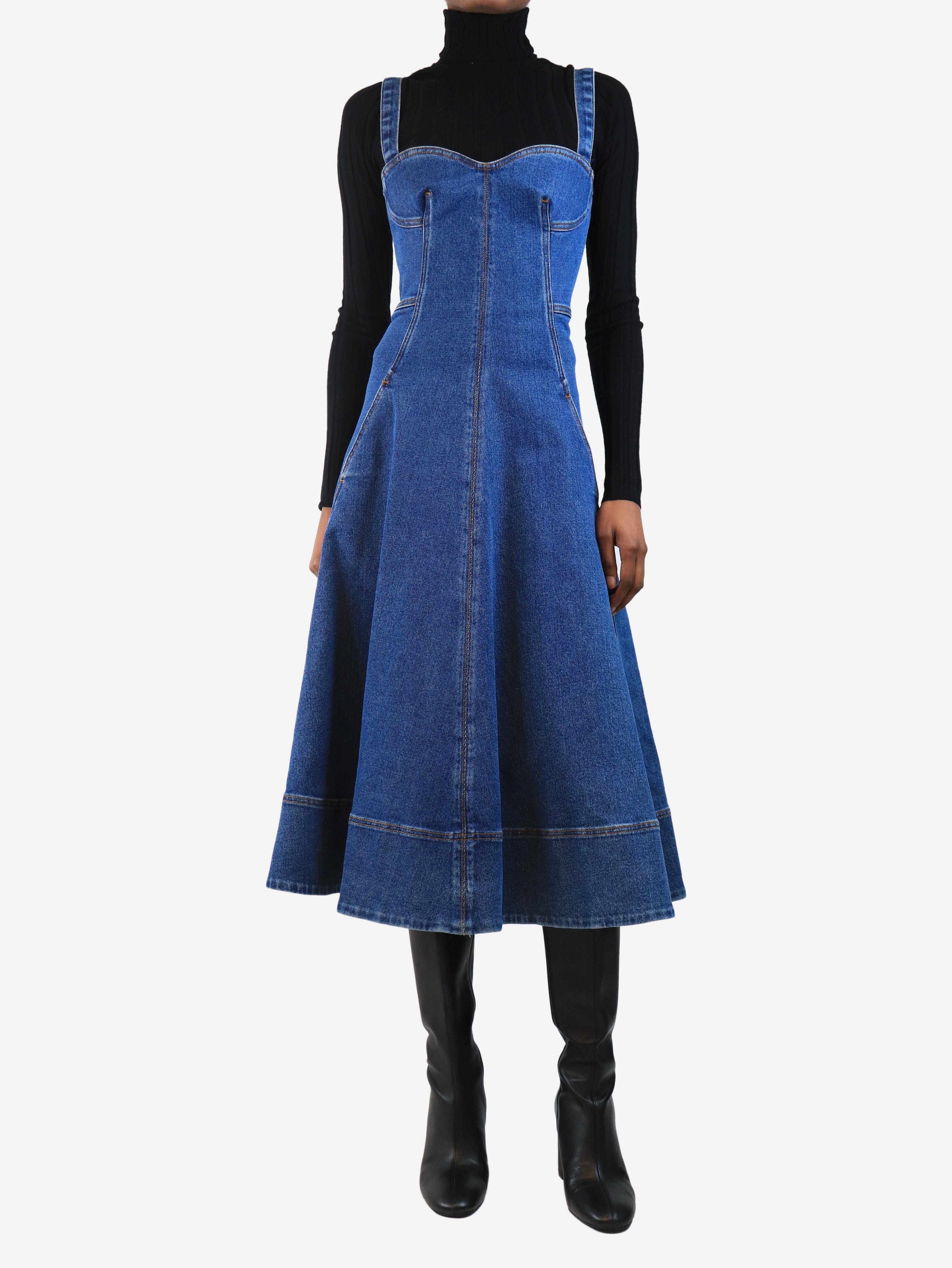 Blue denim midi dress - size UK 6