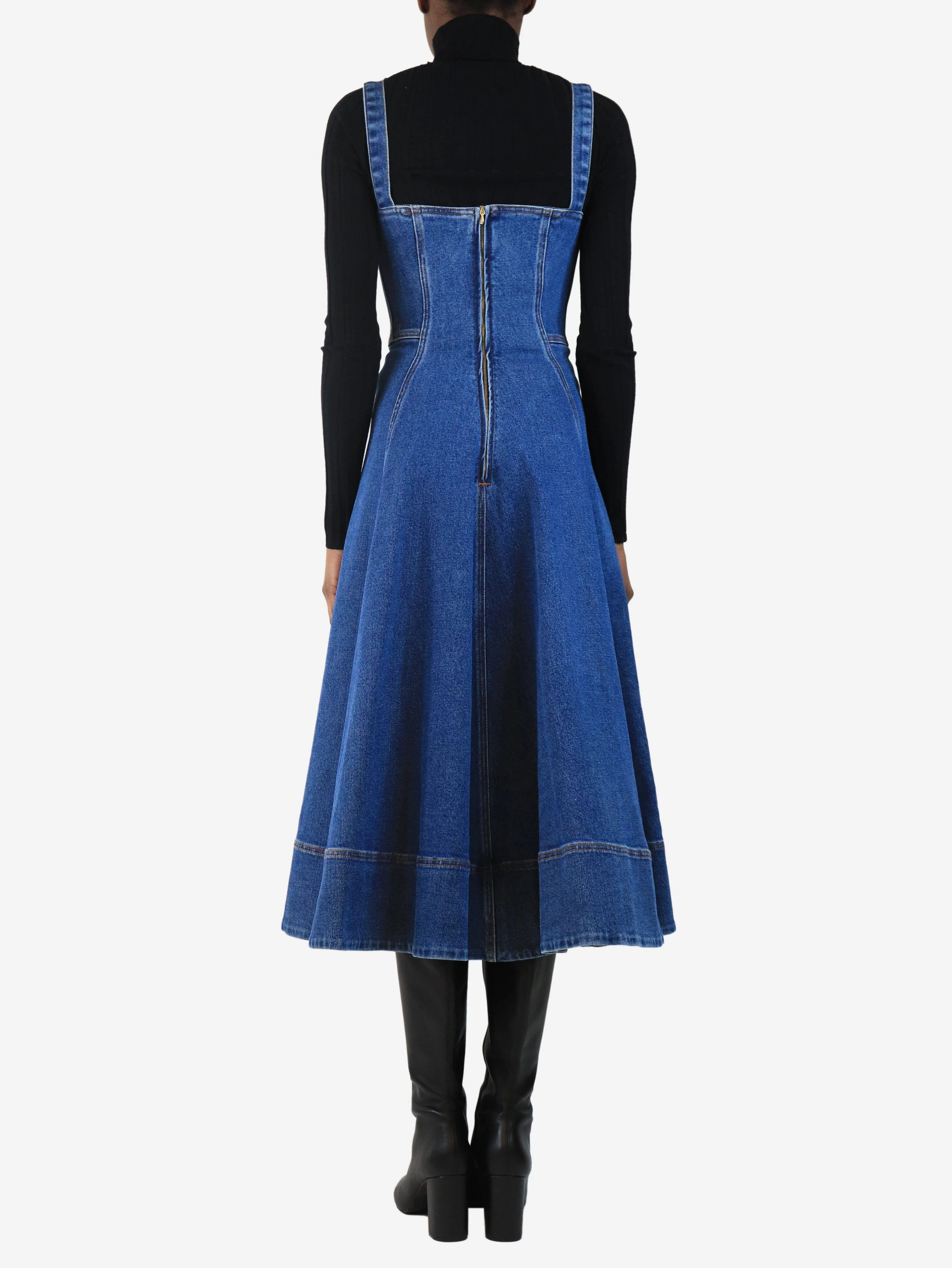 Blue denim midi dress - size UK 6 - Image 2