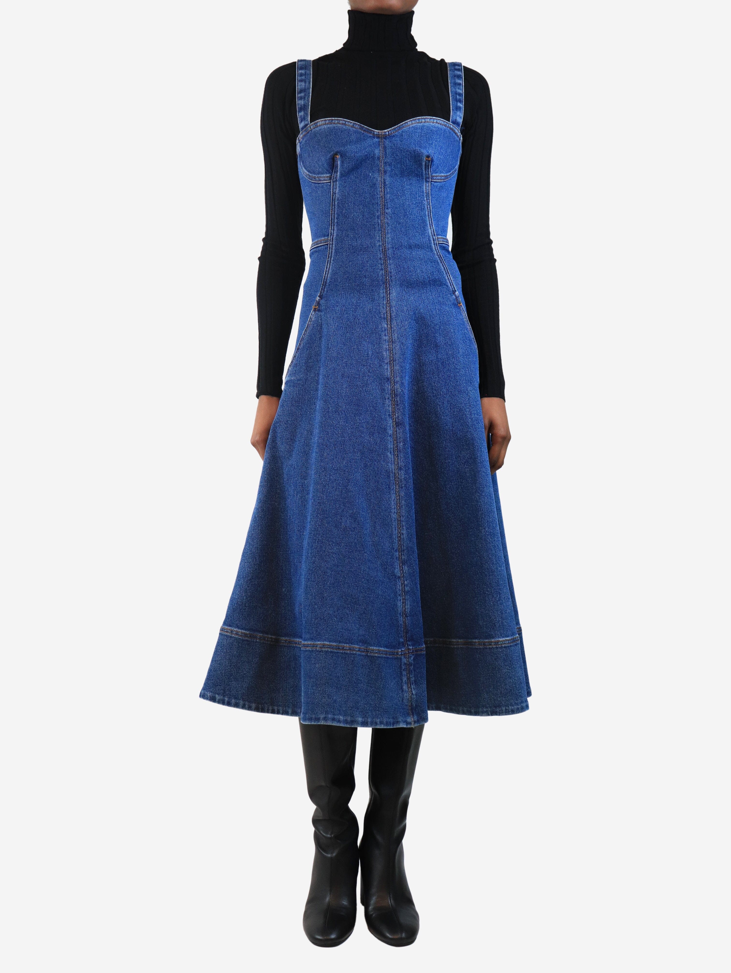 Blue denim midi dress - size UK 6 - Image 3