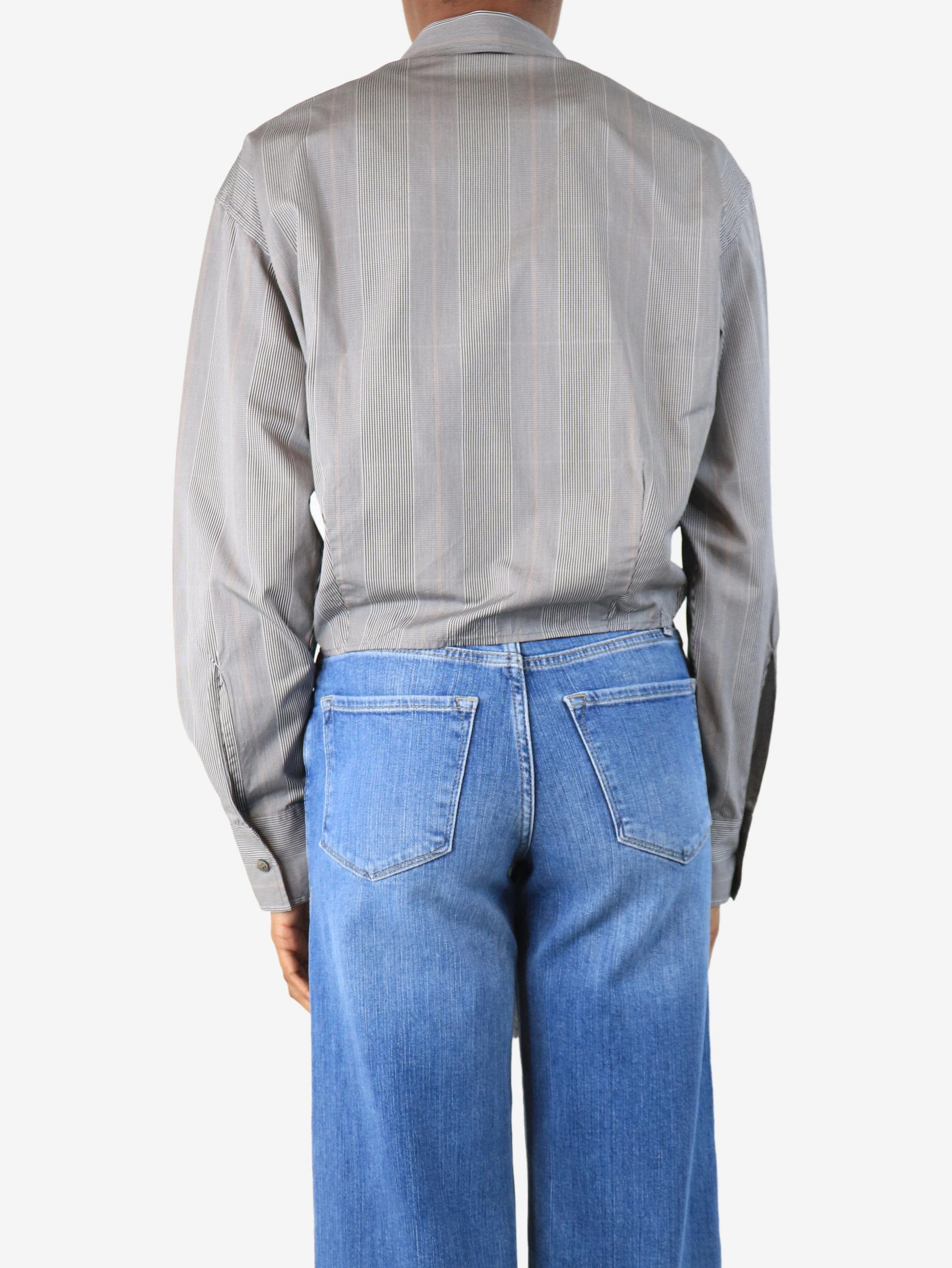Black check tie front shirt - size UK 6 - Image 2