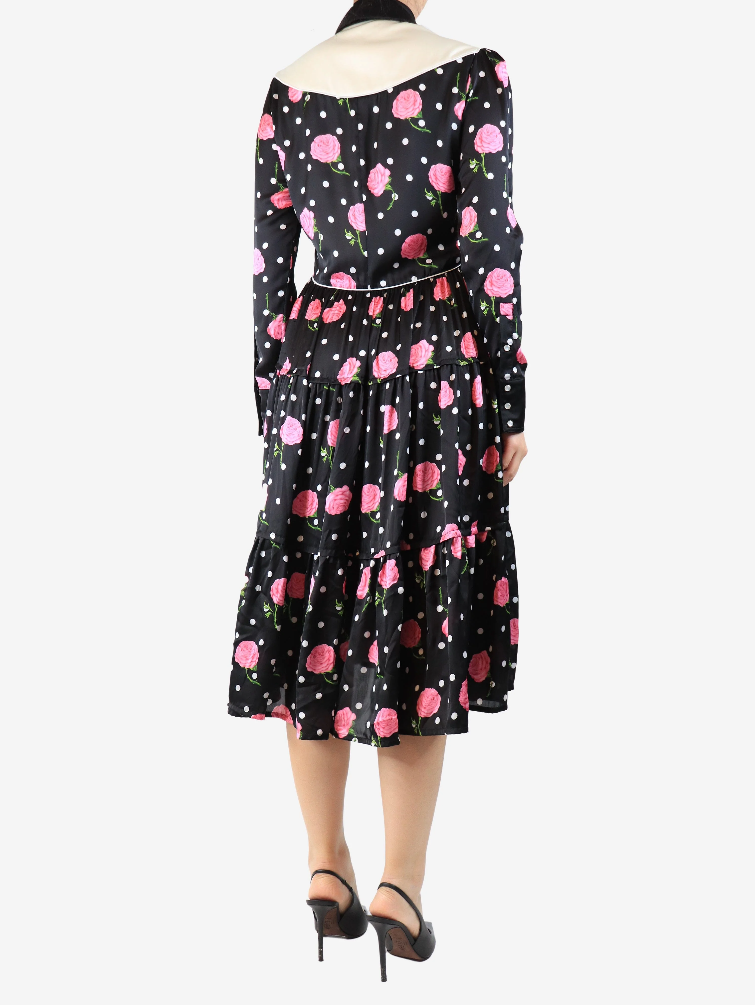 Black western style floral dress - size UK 10 - Image 2