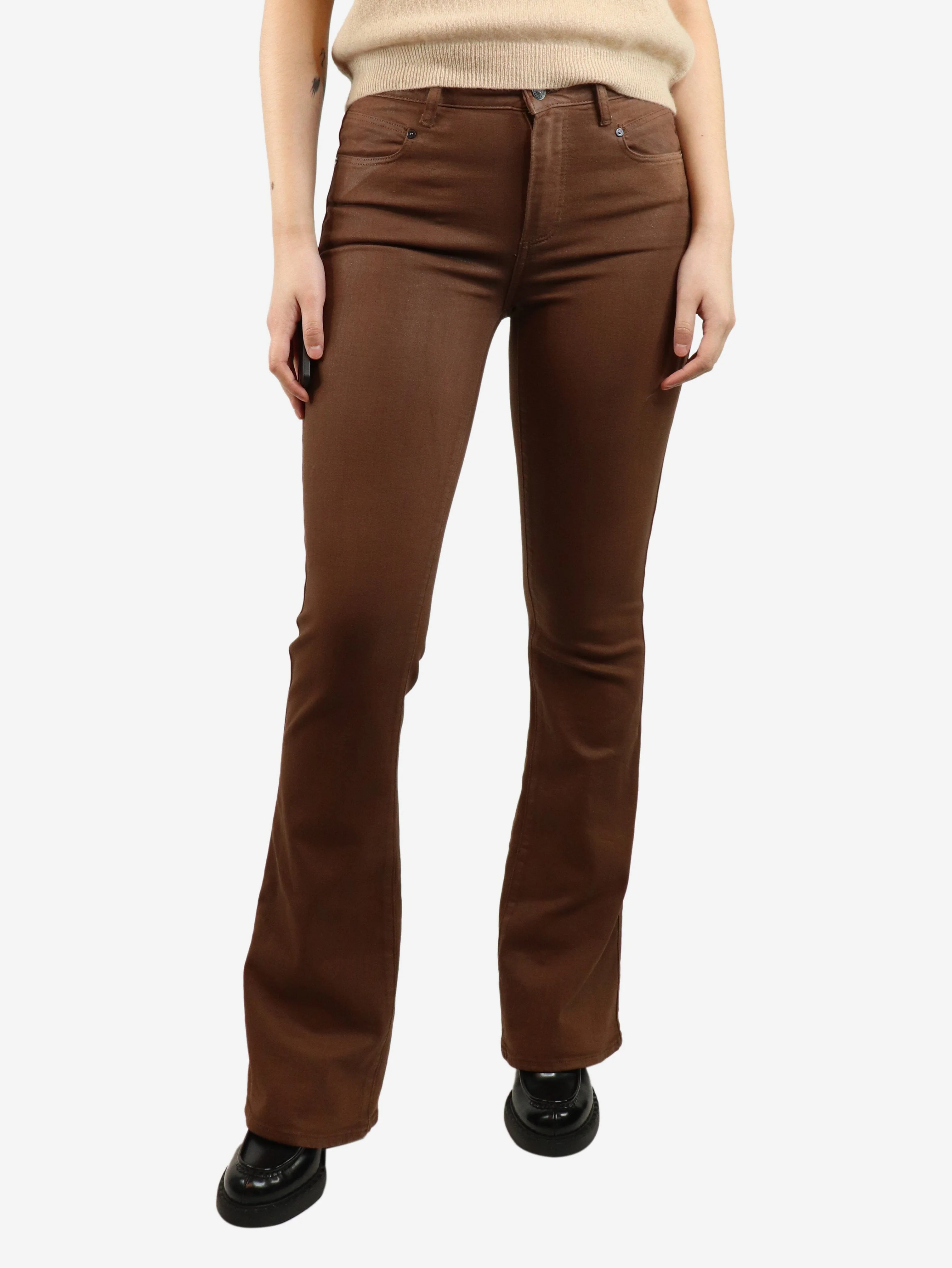 Brown flared high-rise jeans - size UK 8