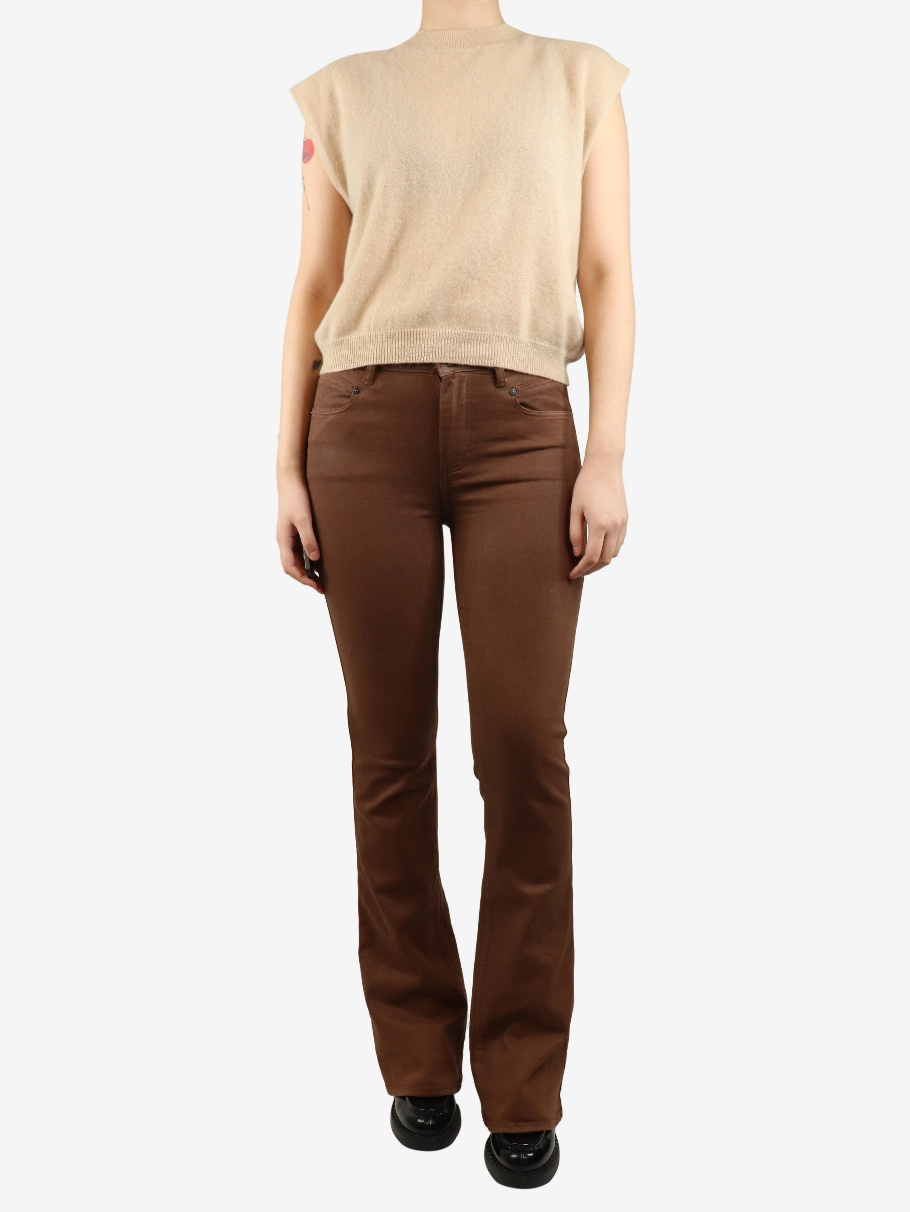 Brown flared high-rise jeans - size UK 8 - Image 2