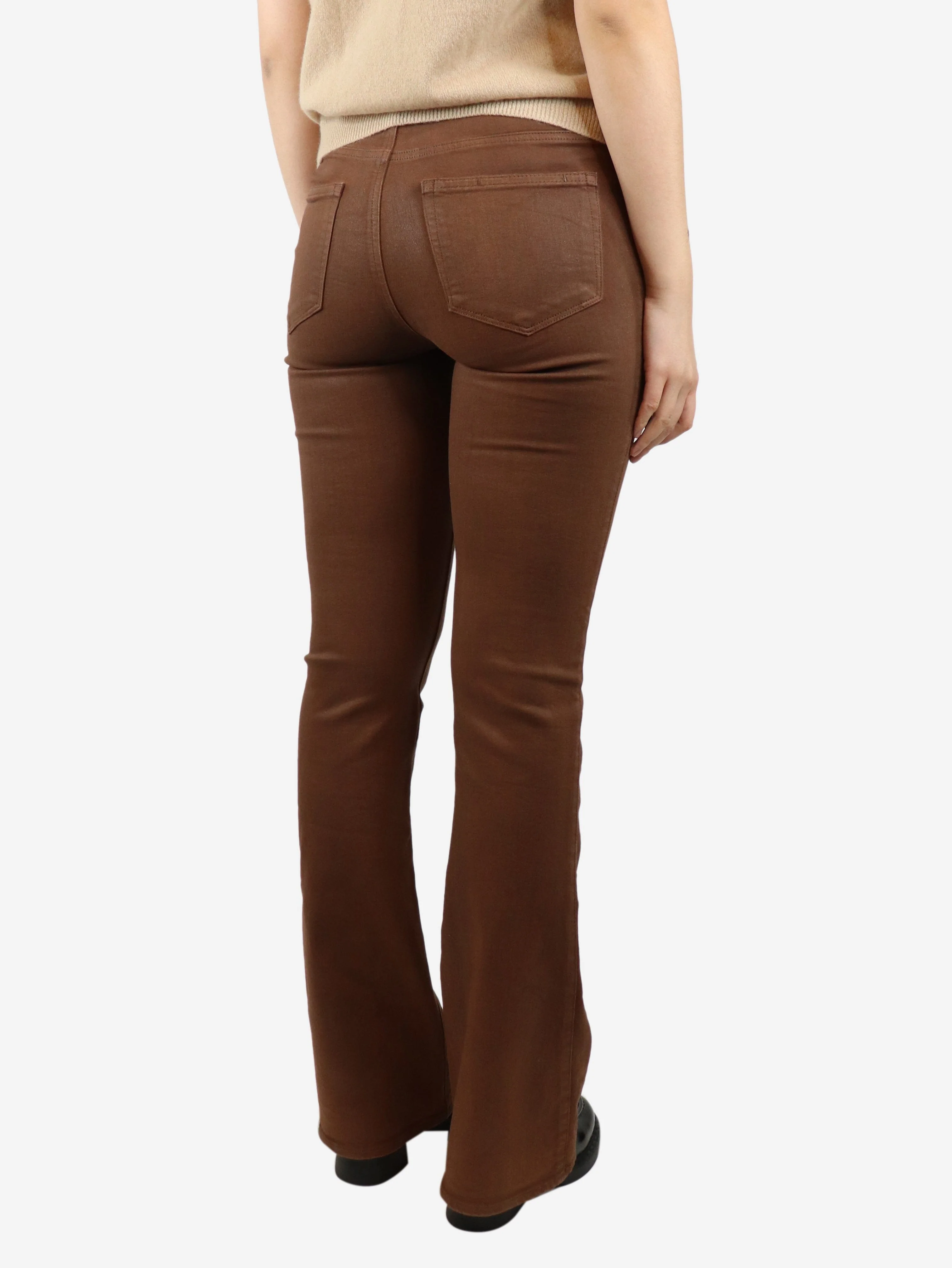 Brown flared high-rise jeans - size UK 8 - Image 3