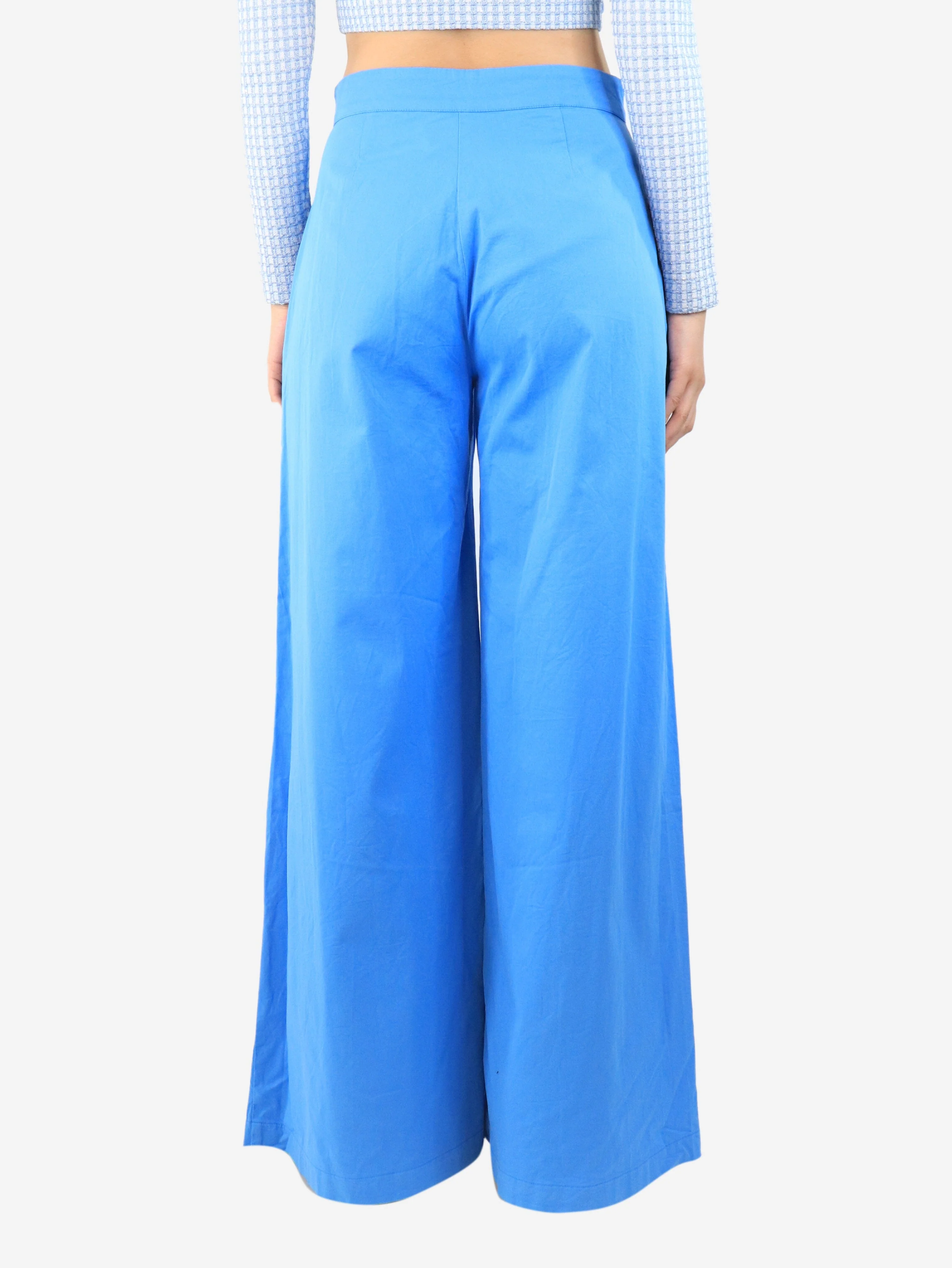 Blue cotton button-front trousers - size M - Image 3