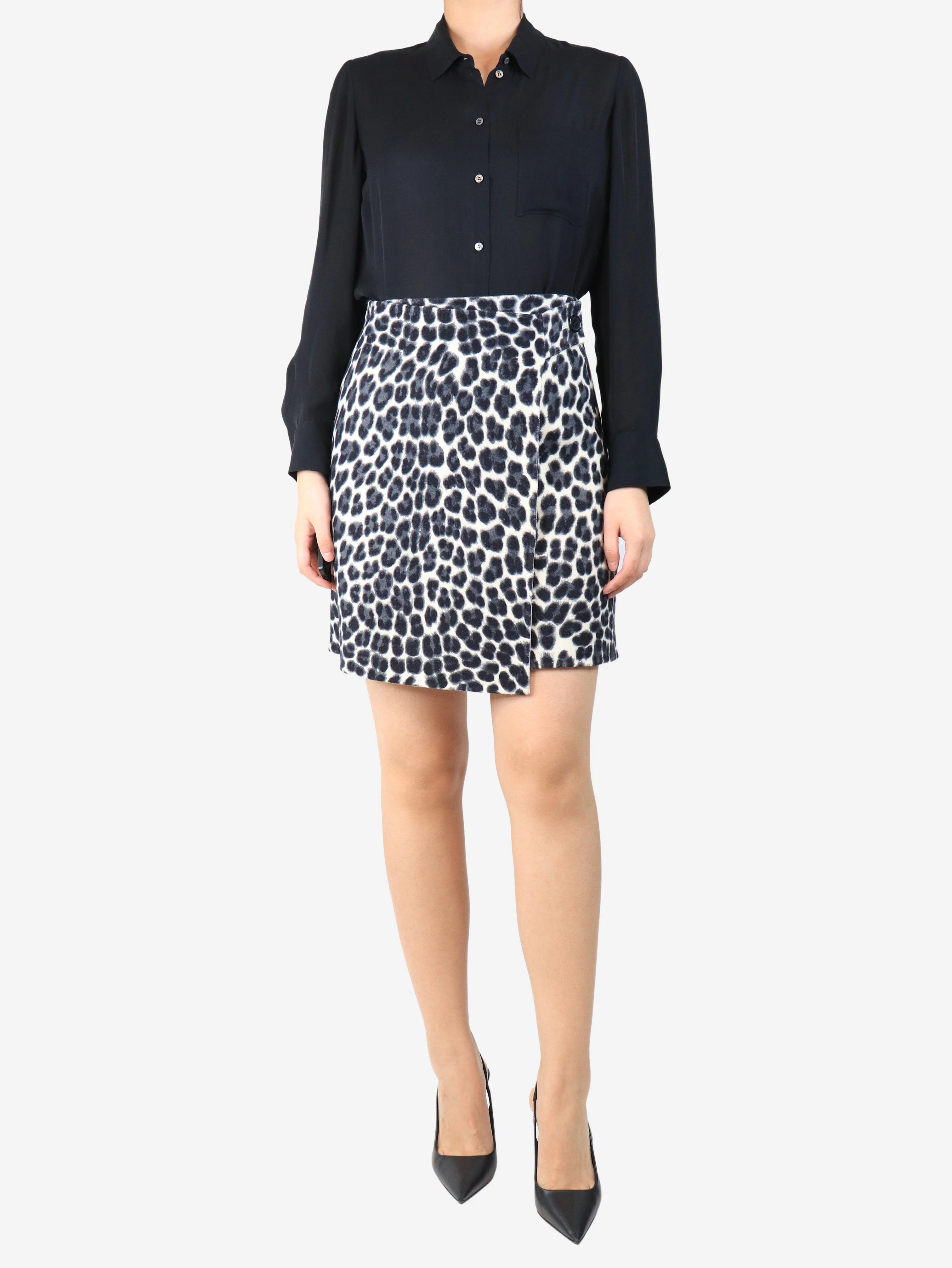 Cream leopard print mini skirt - size S - Image 2