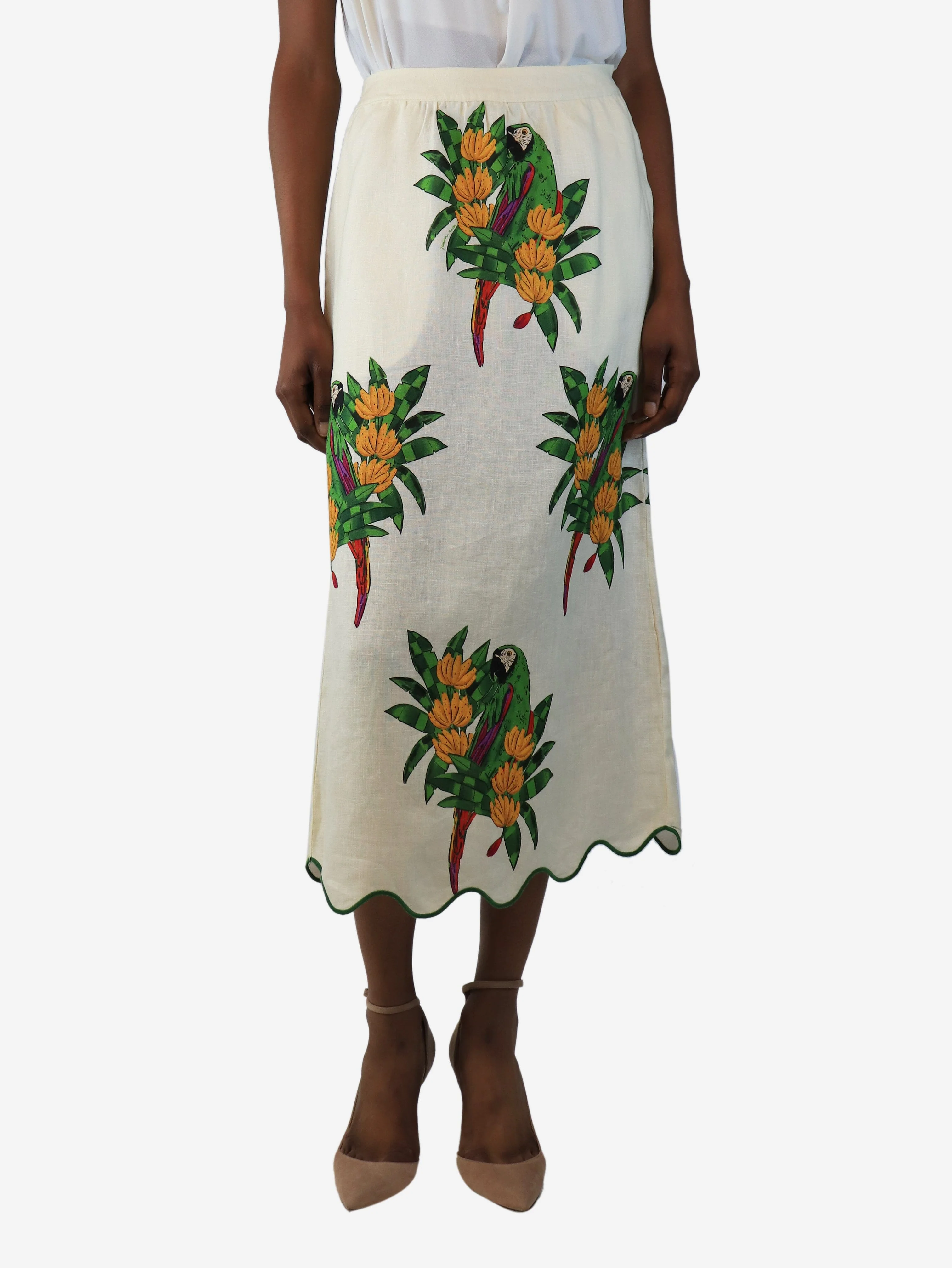 Parrot print midi skirt - size XS