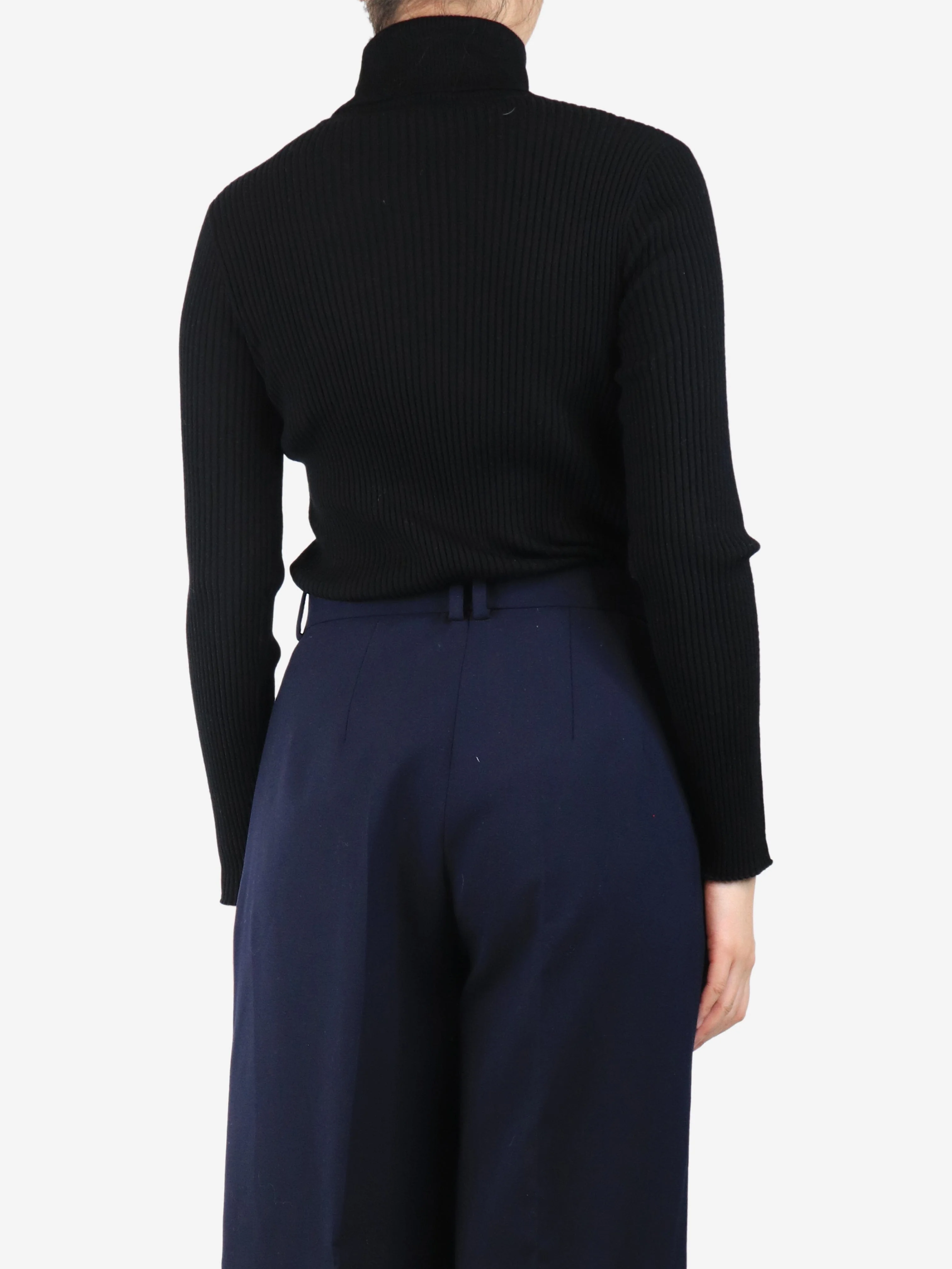 Black ribbed roll-neck top - size M - Image 2
