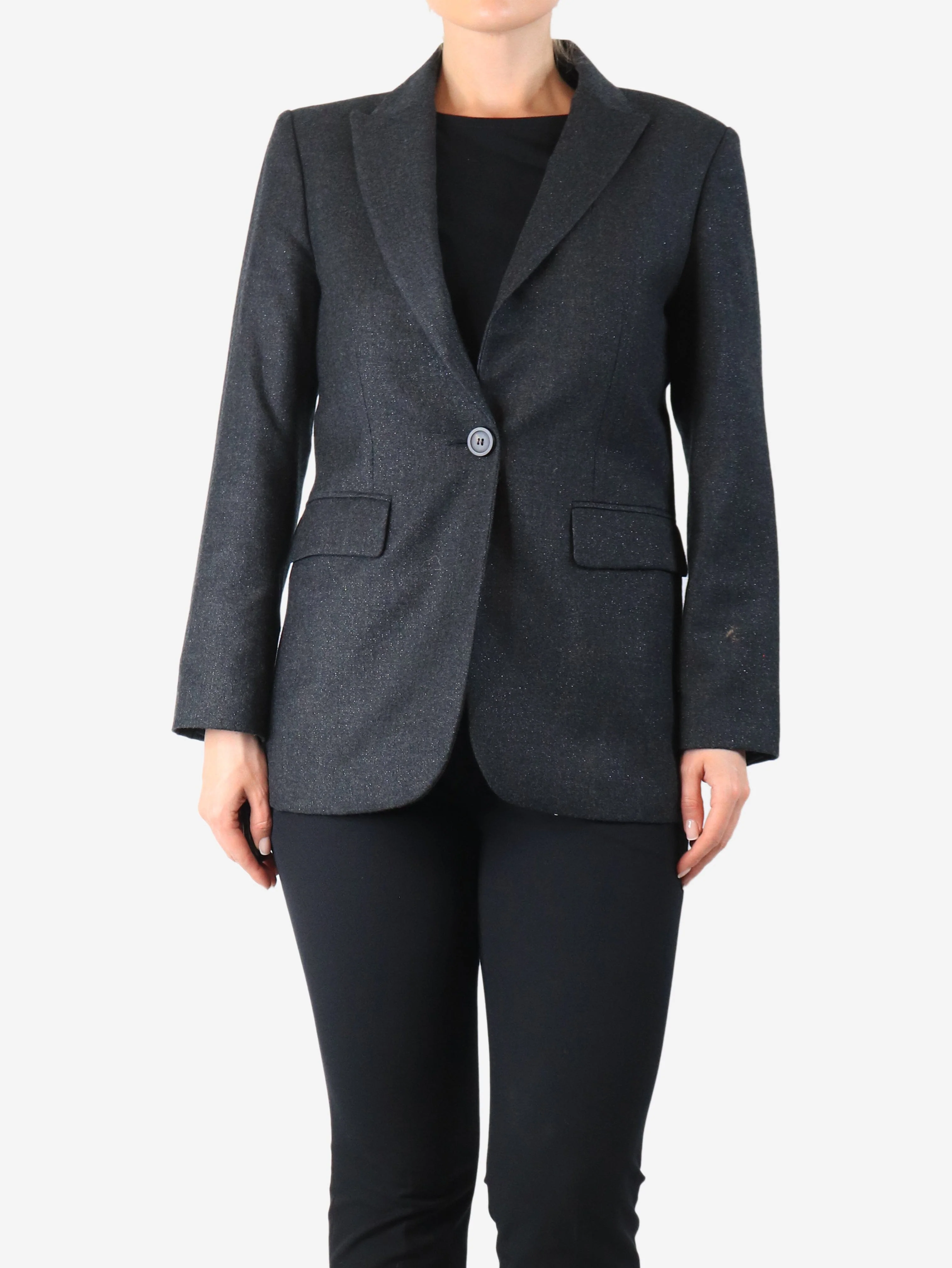 Dark grey sparkly wool jacket - size UK 10