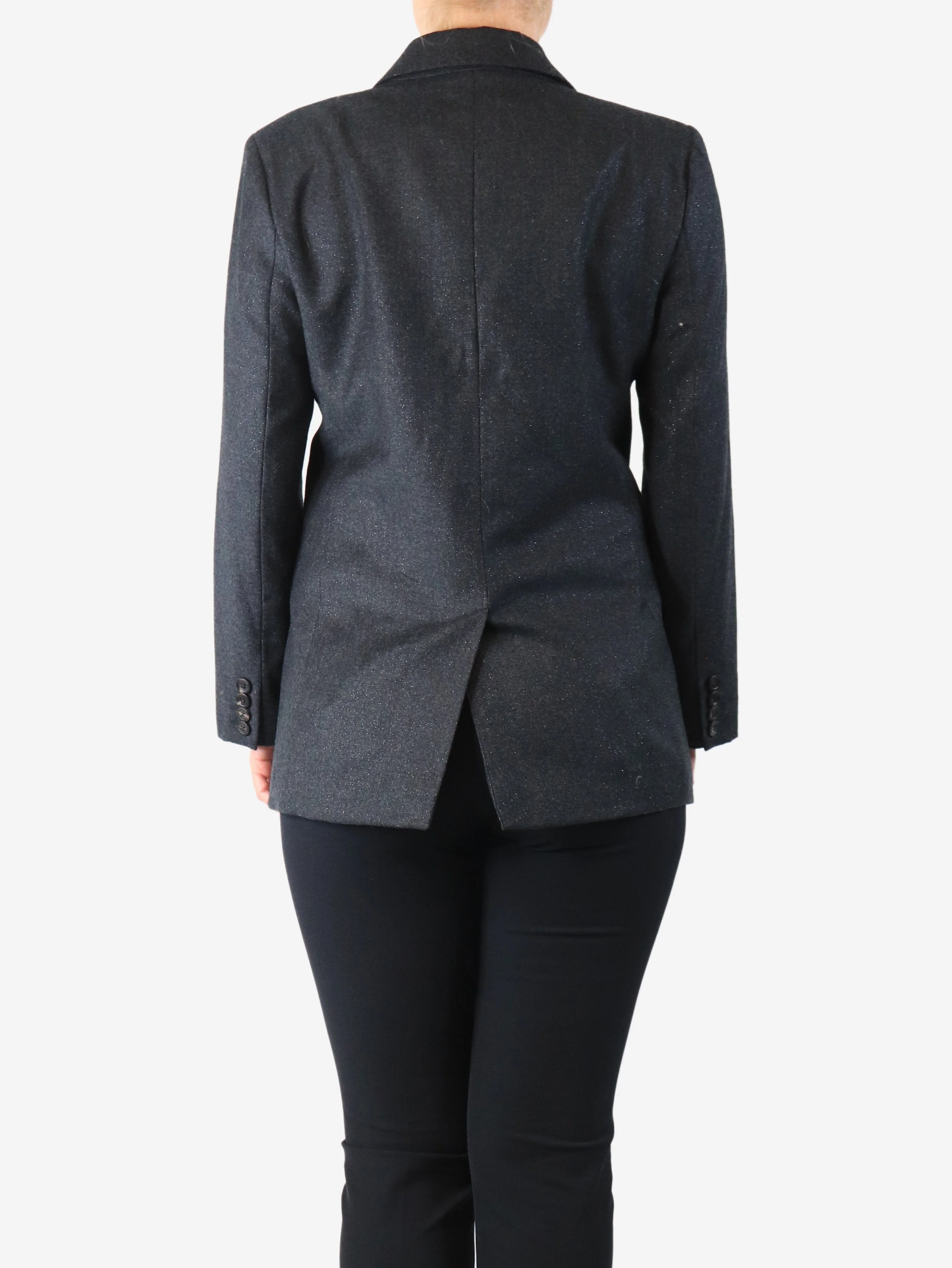 Dark grey sparkly wool jacket - size UK 10 - Image 2