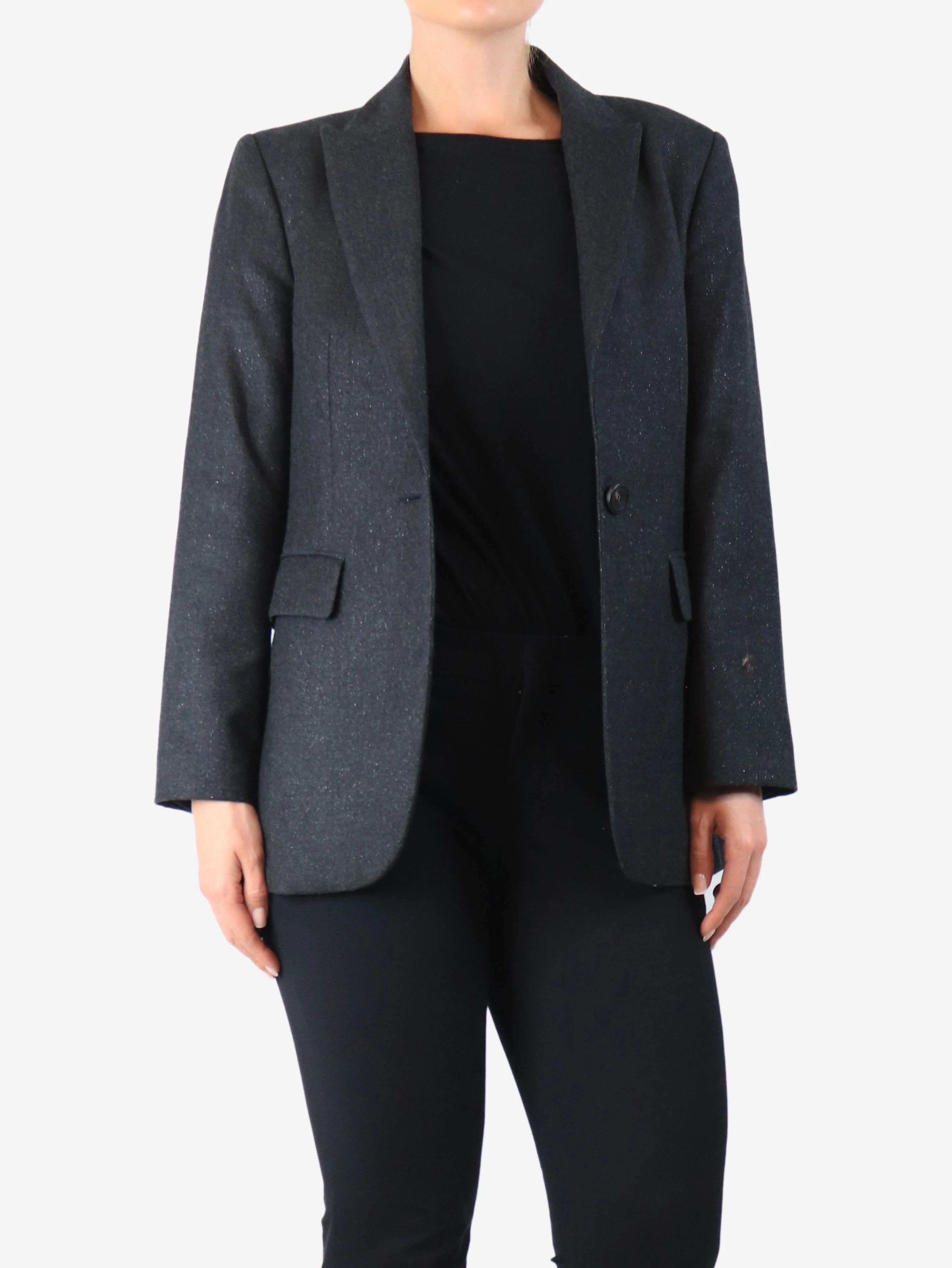 Dark grey sparkly wool jacket - size UK 10 - Image 3