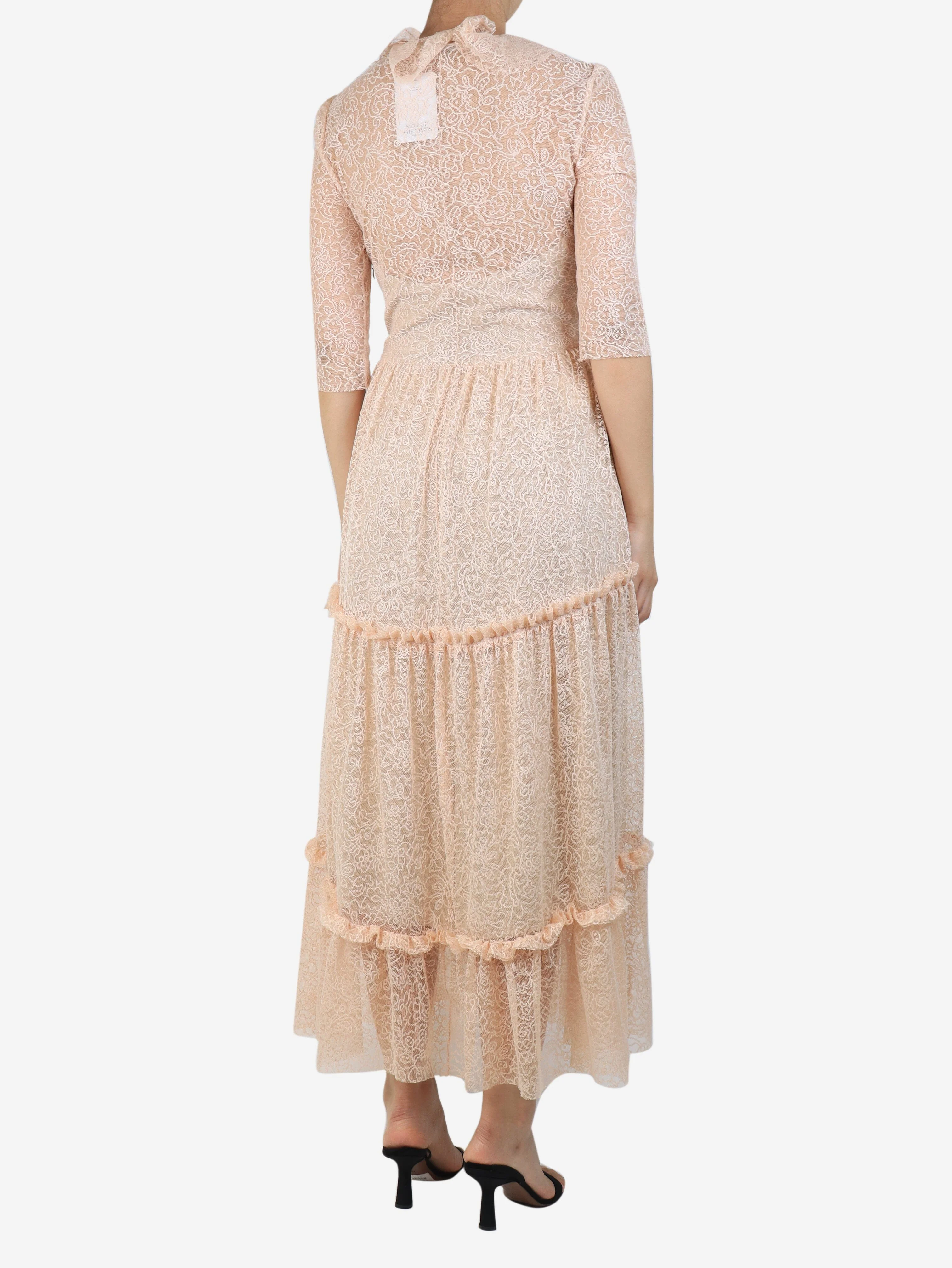 Light pink tiered lace maxi dress - size UK 8 - Image 2
