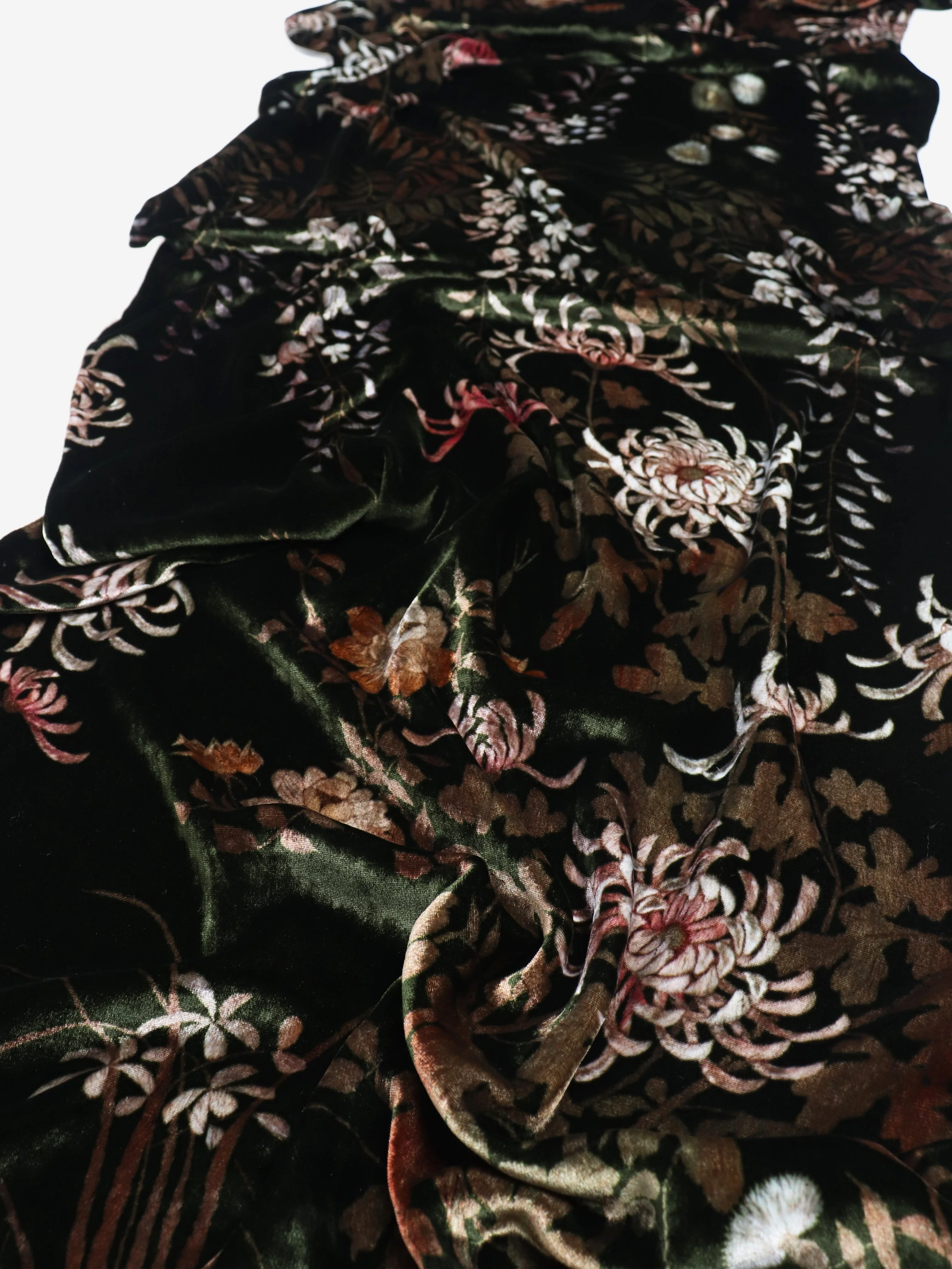 Green floral velvet scarf - Image 3