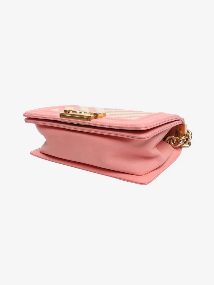 Pink and white 2017 small braided chevron Boy bag - Image 4