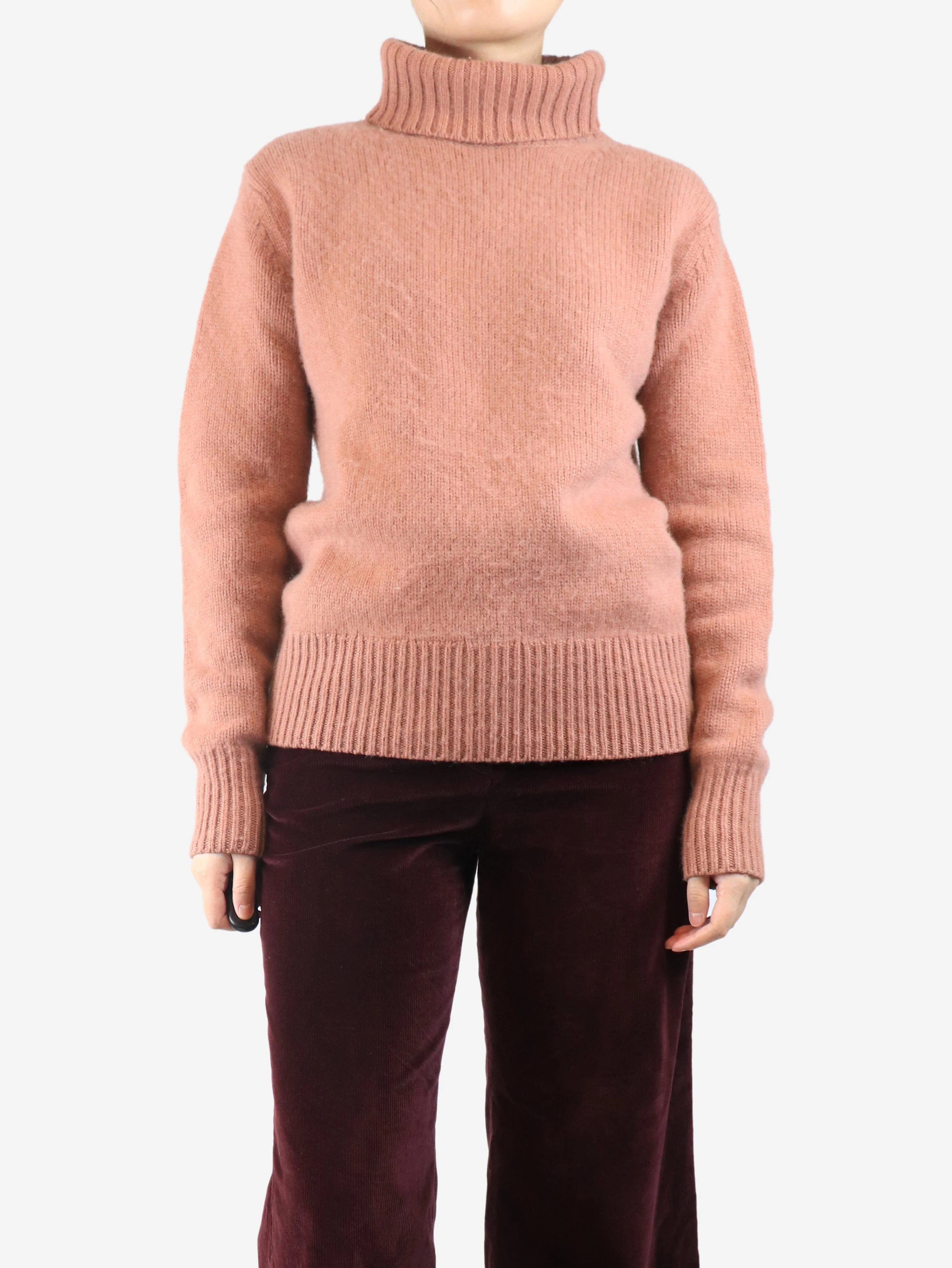 Pink cashmere knit turtleneck jumper - size S - Image 3