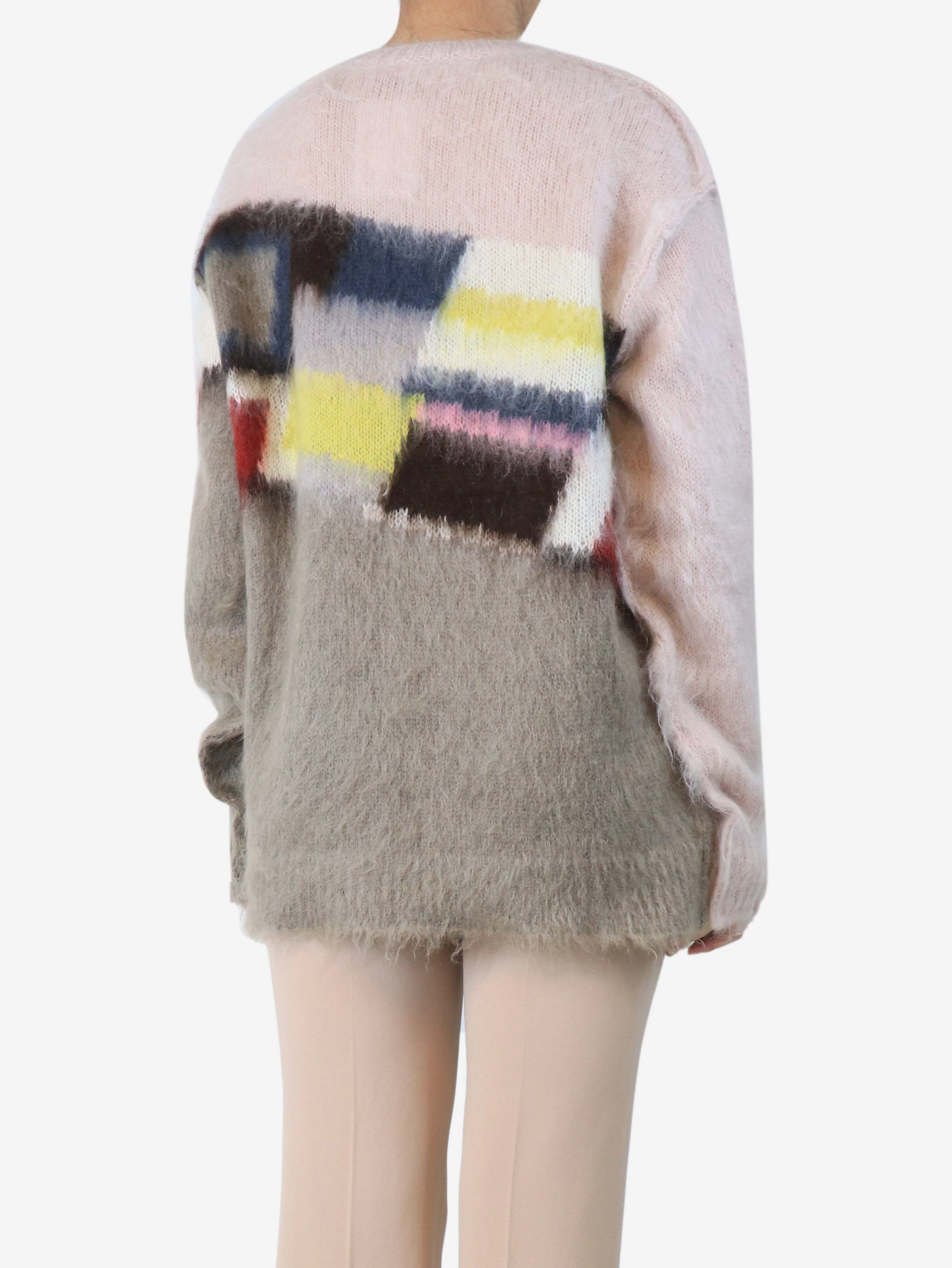 Pink geometric wool knit jumper - size L - Image 2