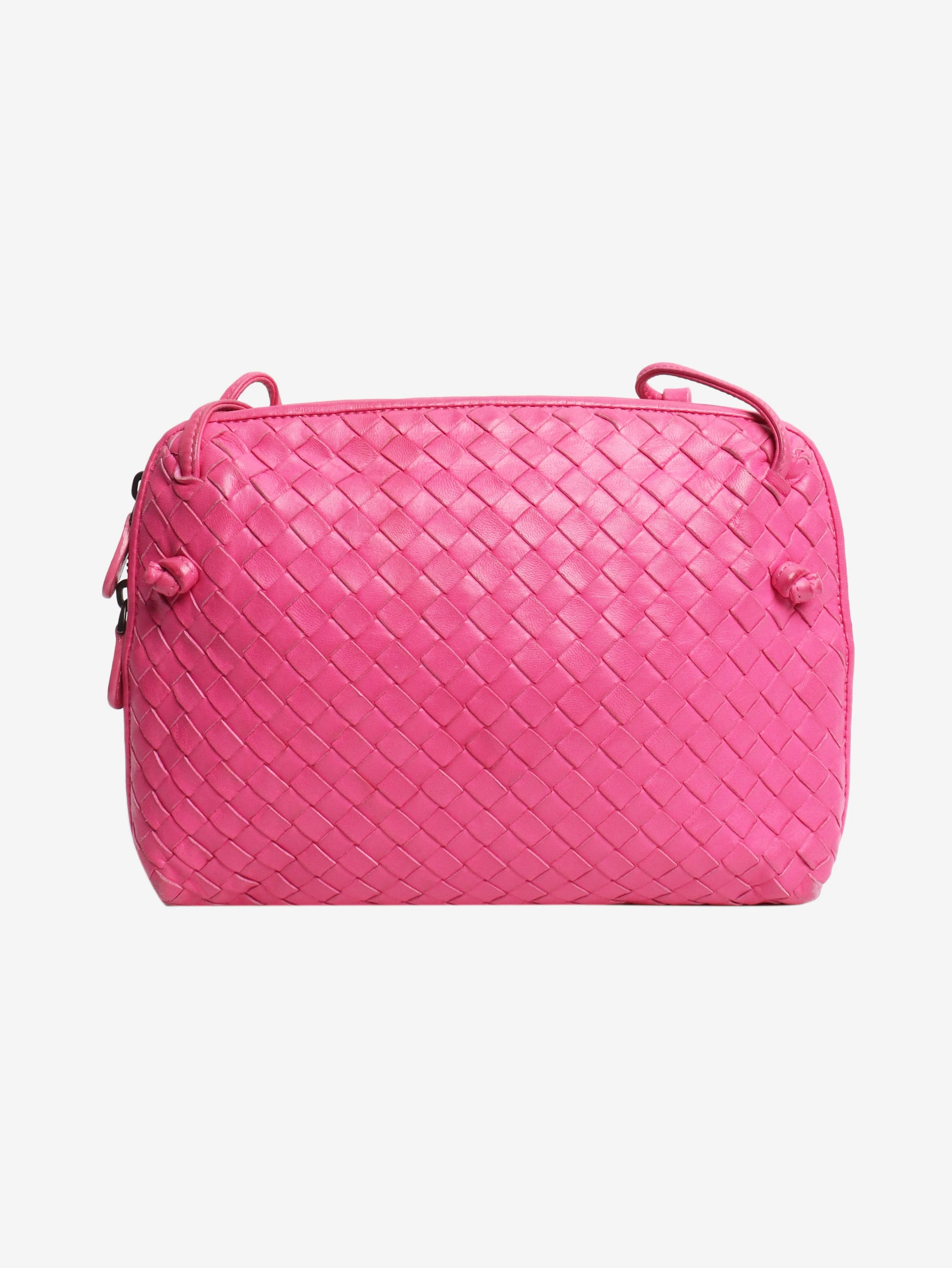 Pink Intrecciato leather shoulder bag - Image 3