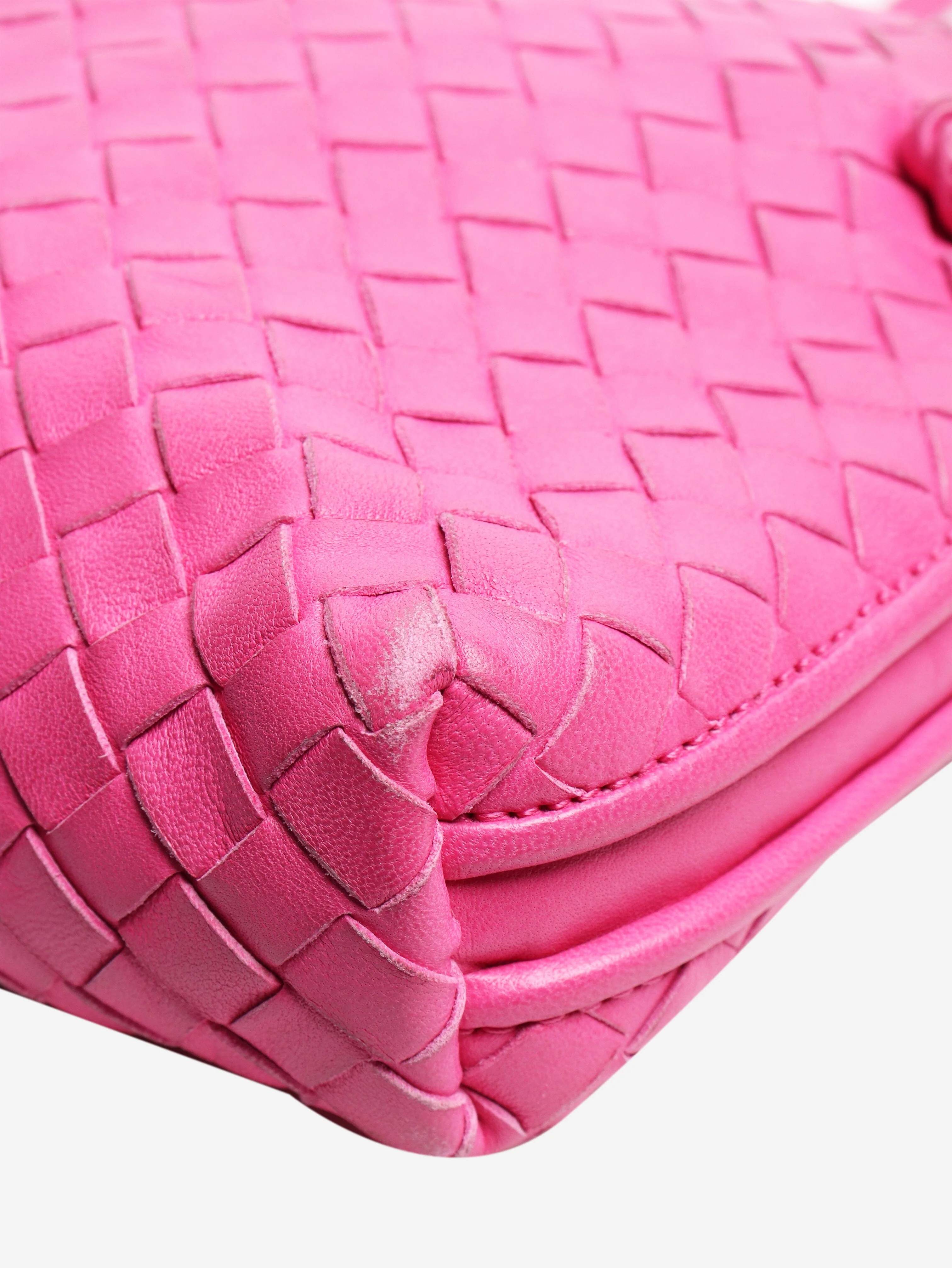 Pink Intrecciato leather shoulder bag - Image 6