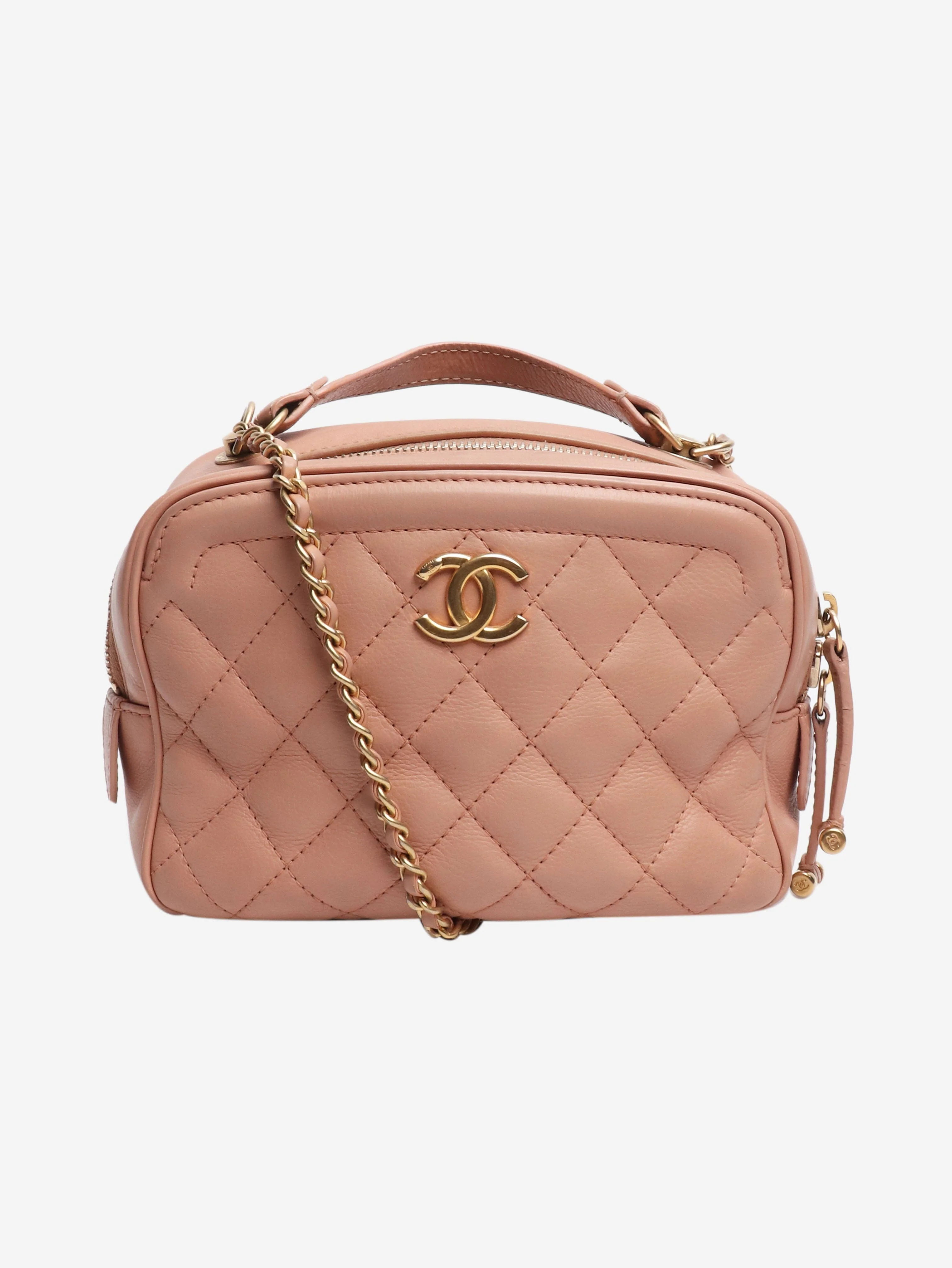 Pink lambskin-quilted Vanity bag