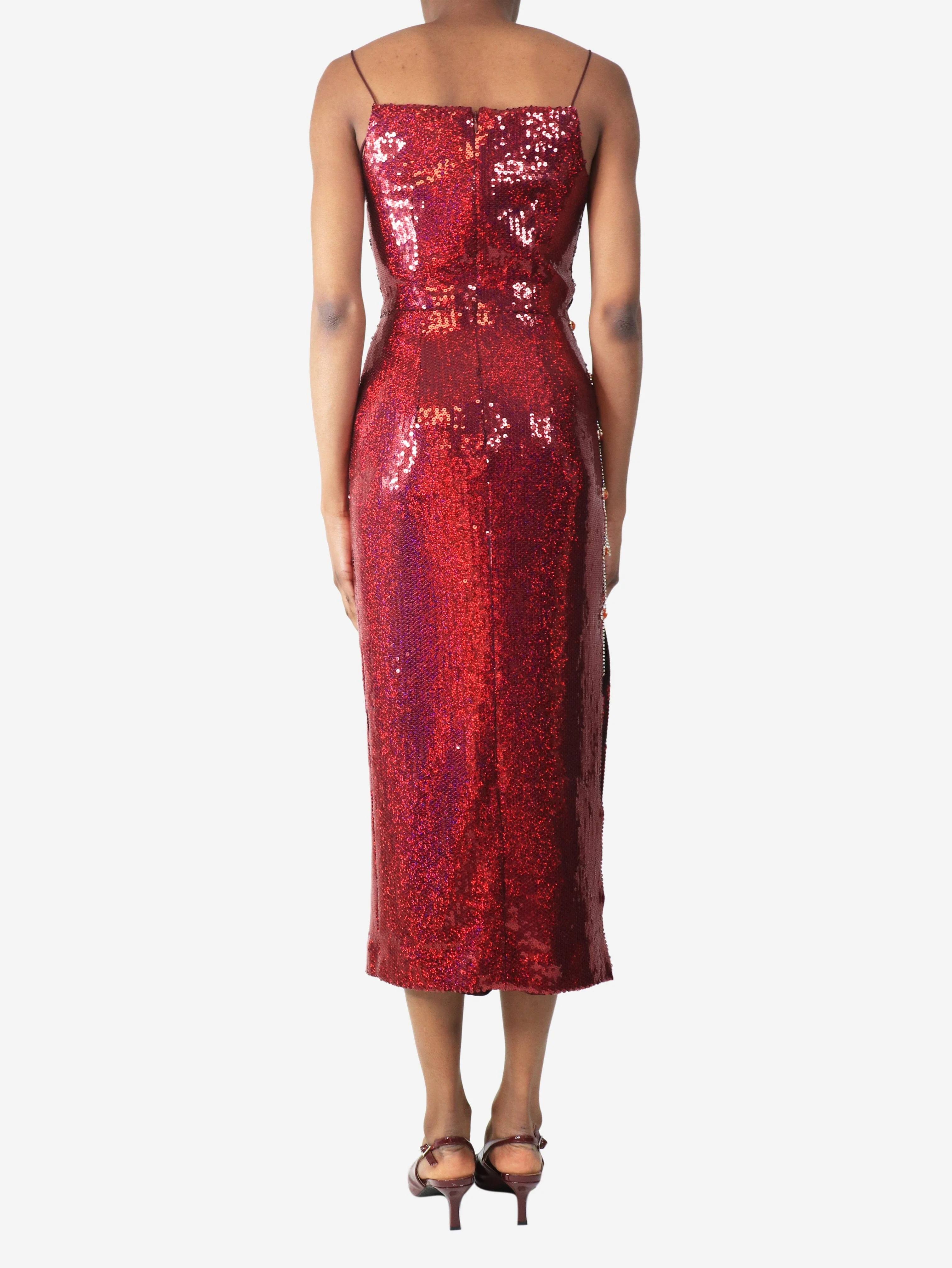 Pink sequin midi dress - size UK 6 - Image 2