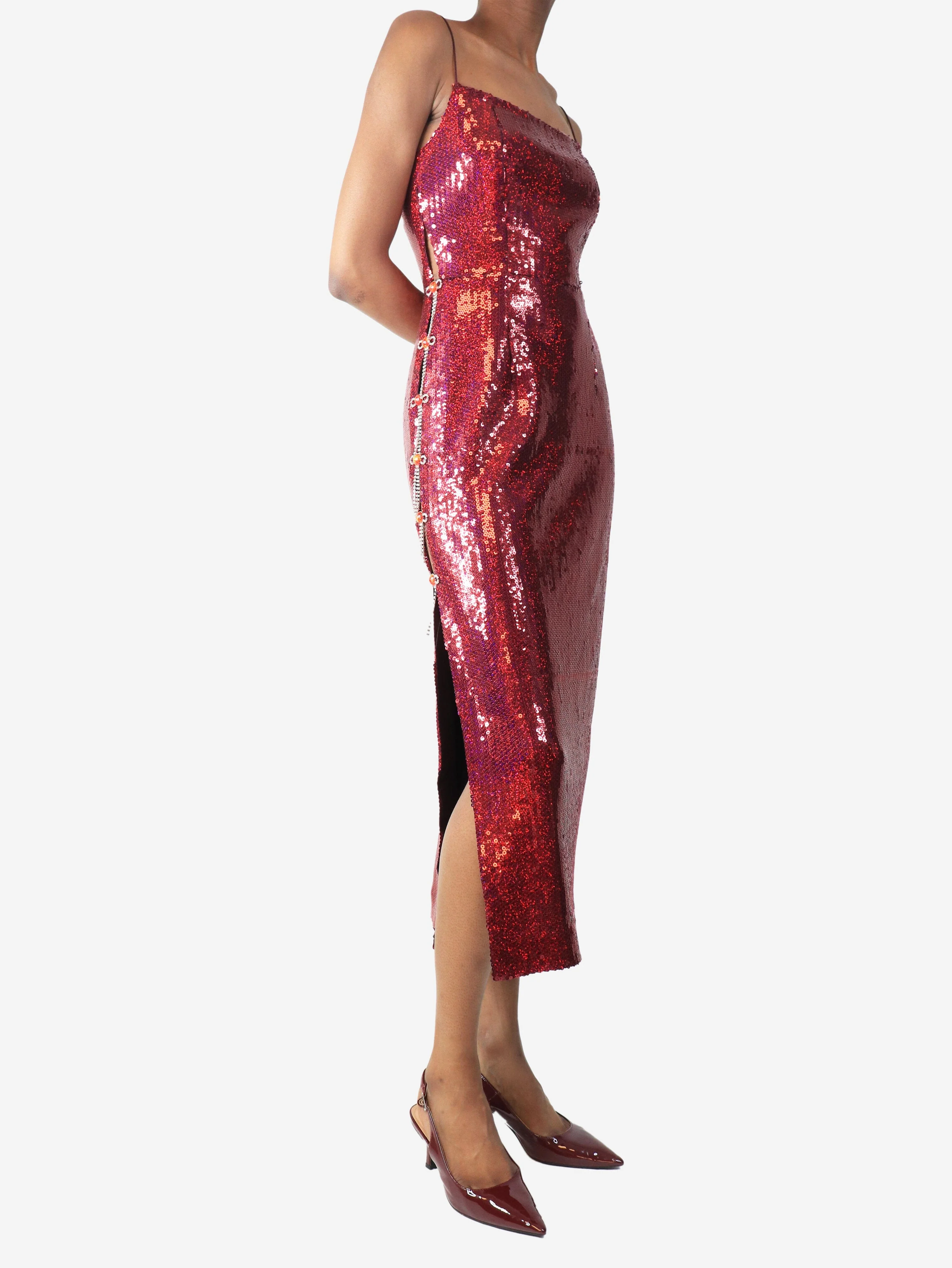 Pink sequin midi dress - size UK 6 - Image 3