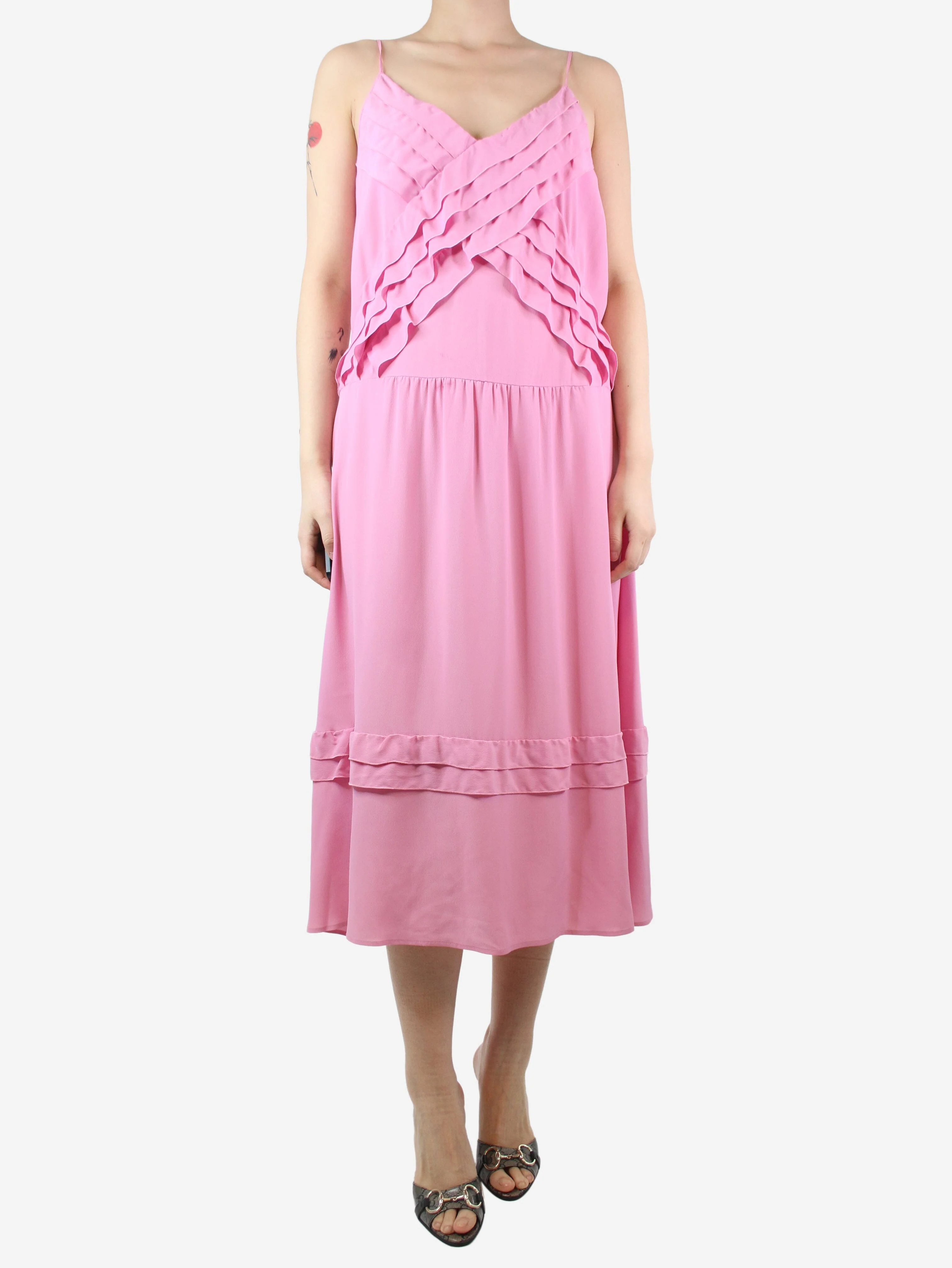 Pink slip dress - size UK 8 - Image 3