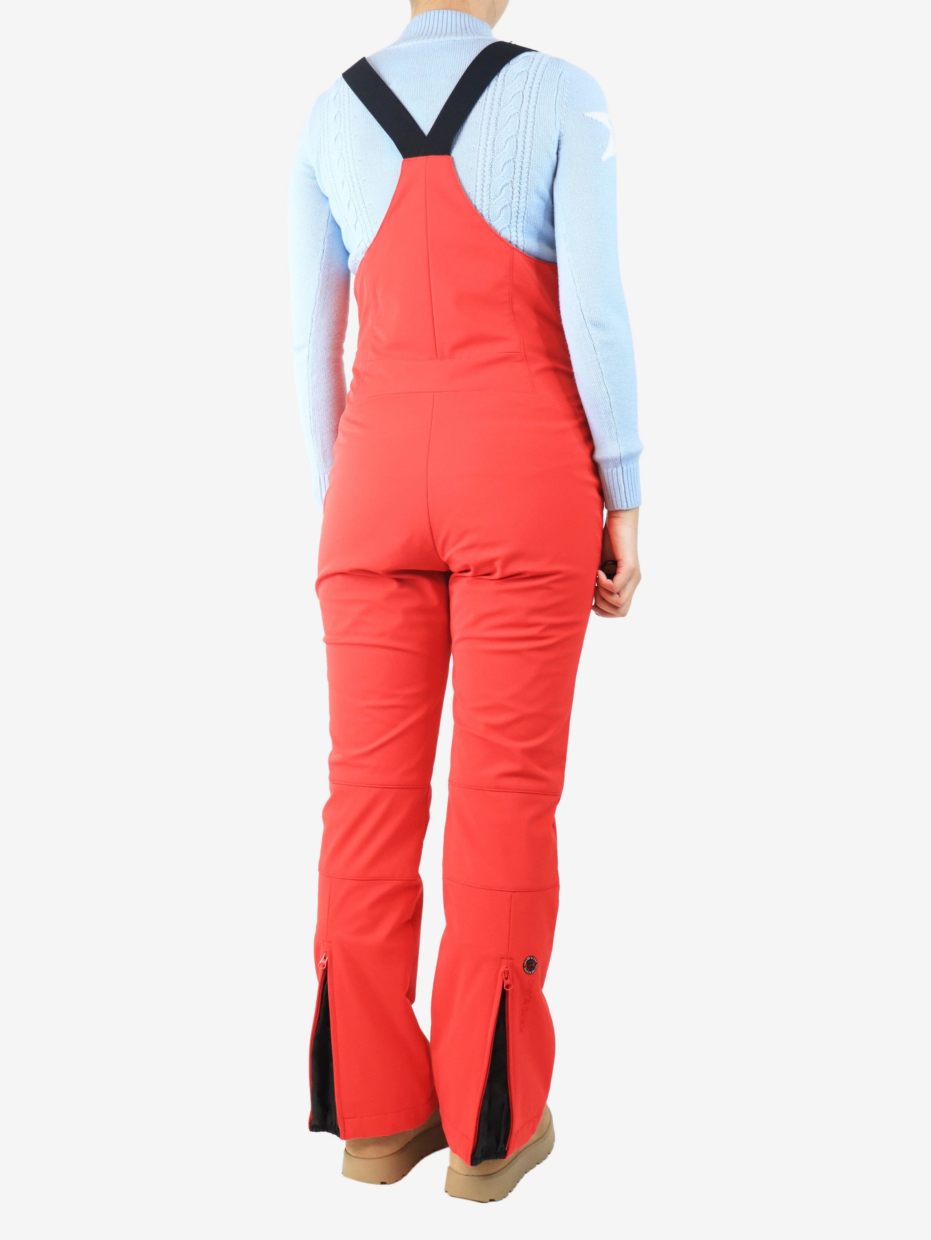 Red stretch ski bib pants - size L - Image 2