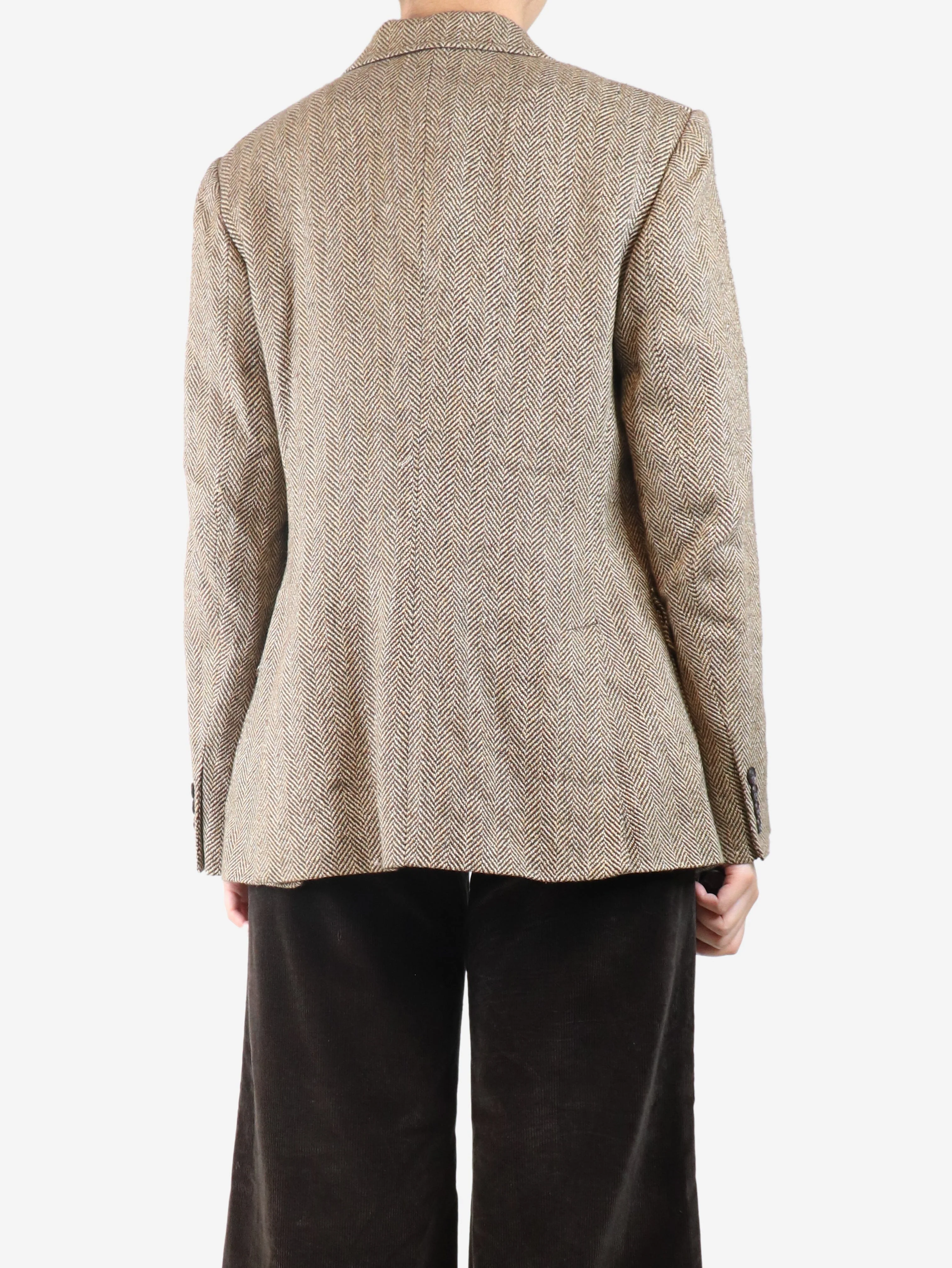 Brown Herringbone blazer - size UK 14 - Image 2