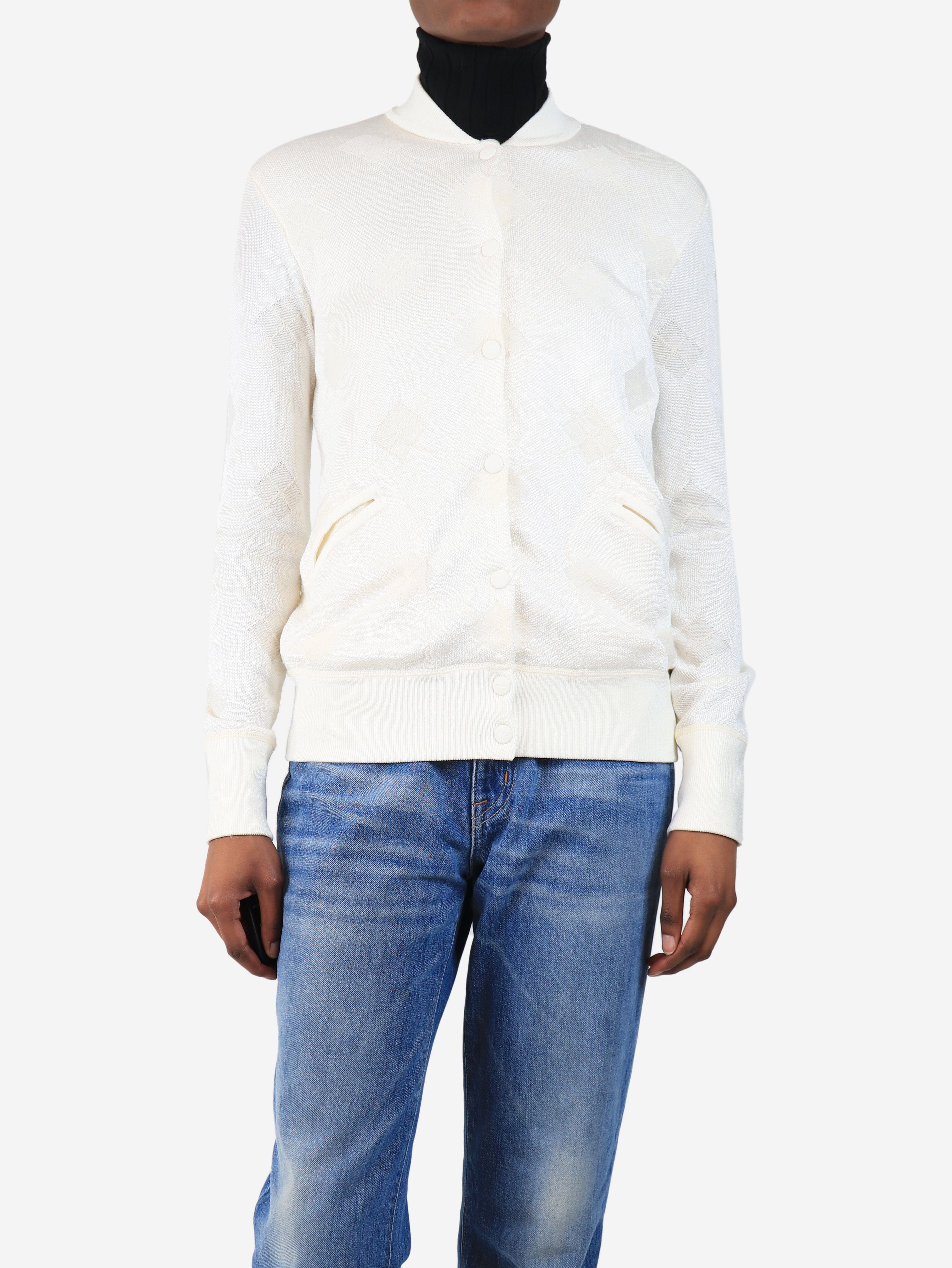 Cream knit bomber cardigan - size XS - Image 3