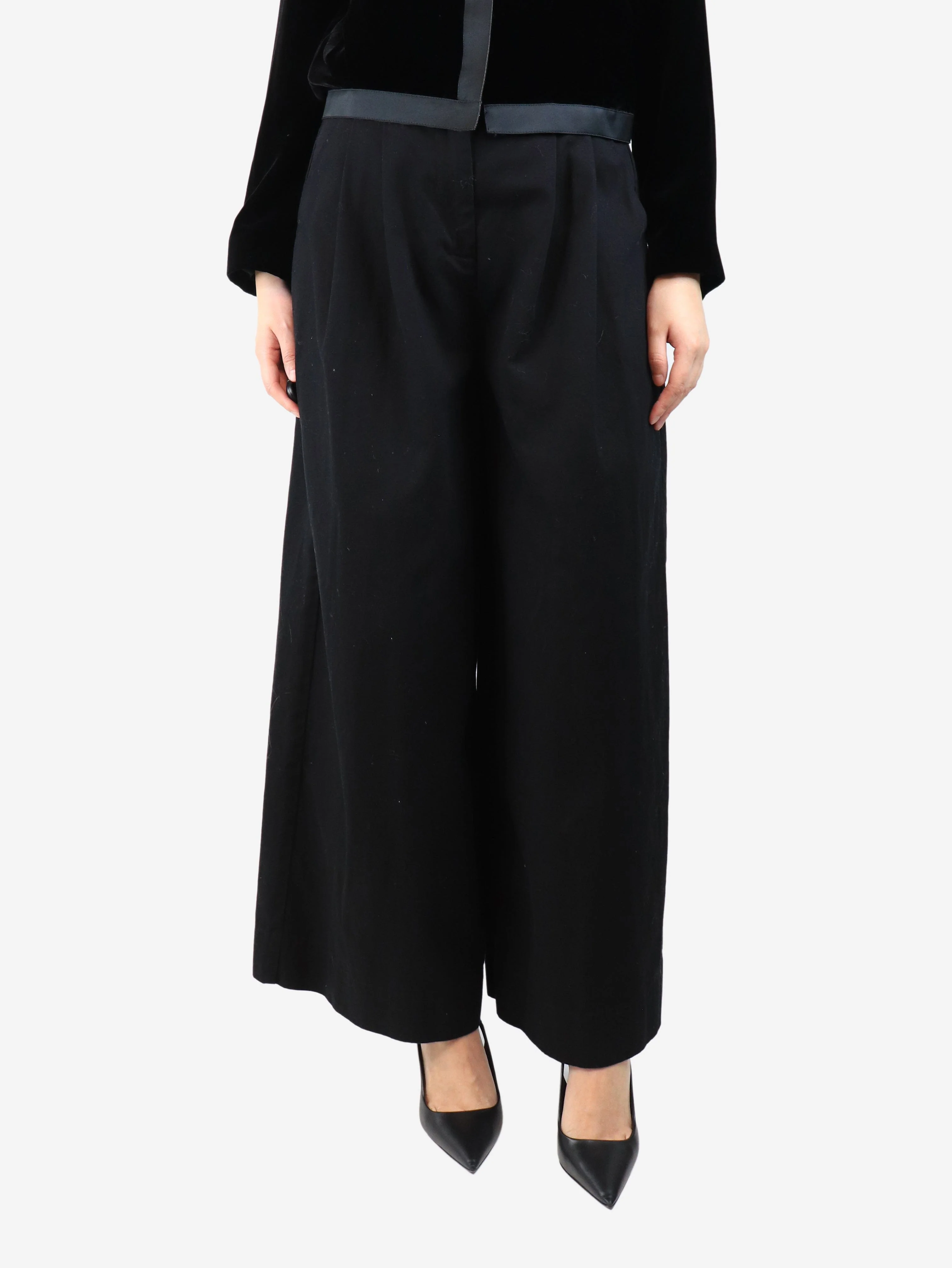 Black pleated balloon-leg trousers - size M