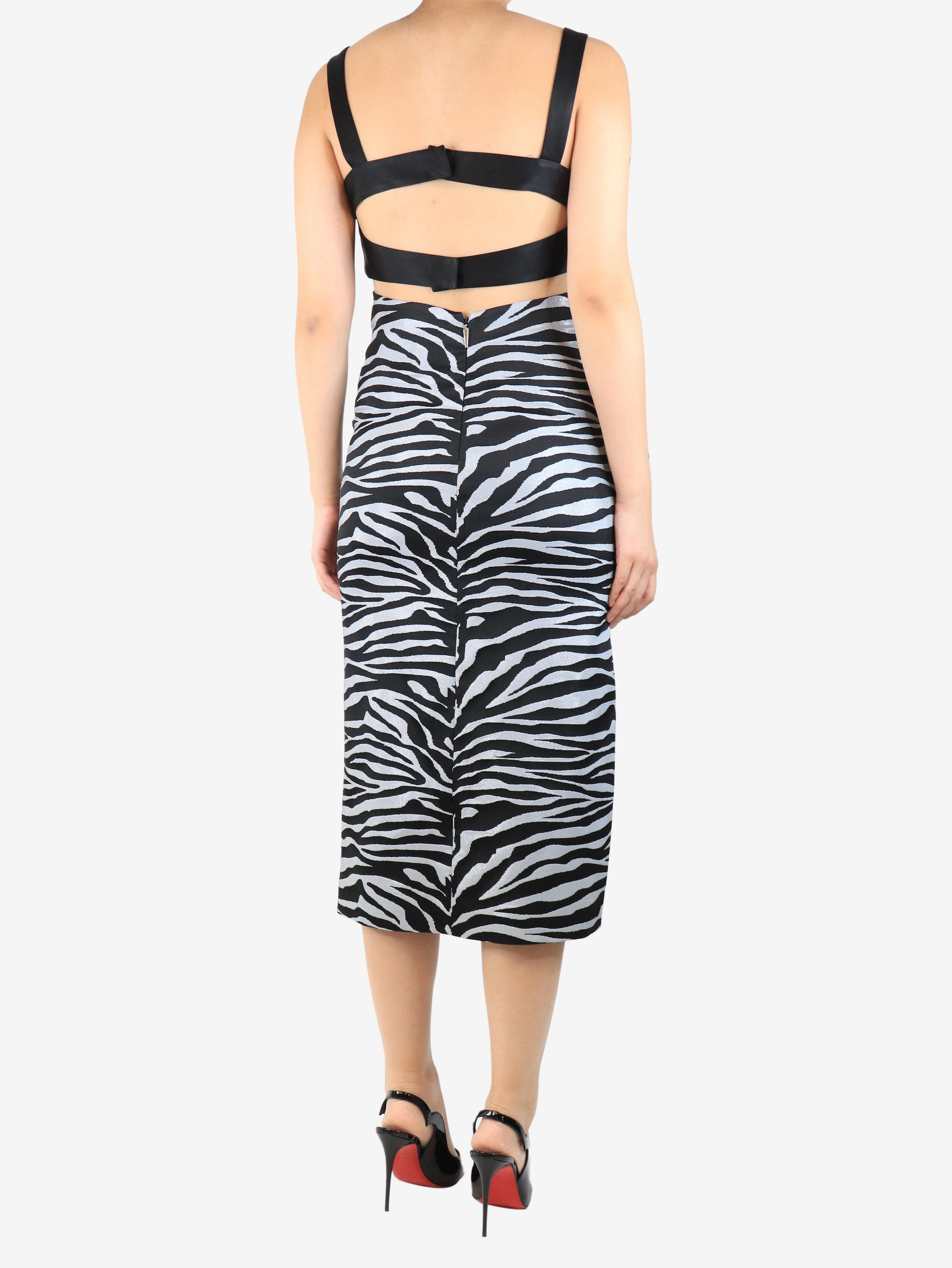 Black sleeveless Zebra dress - size UK 10 - Image 2