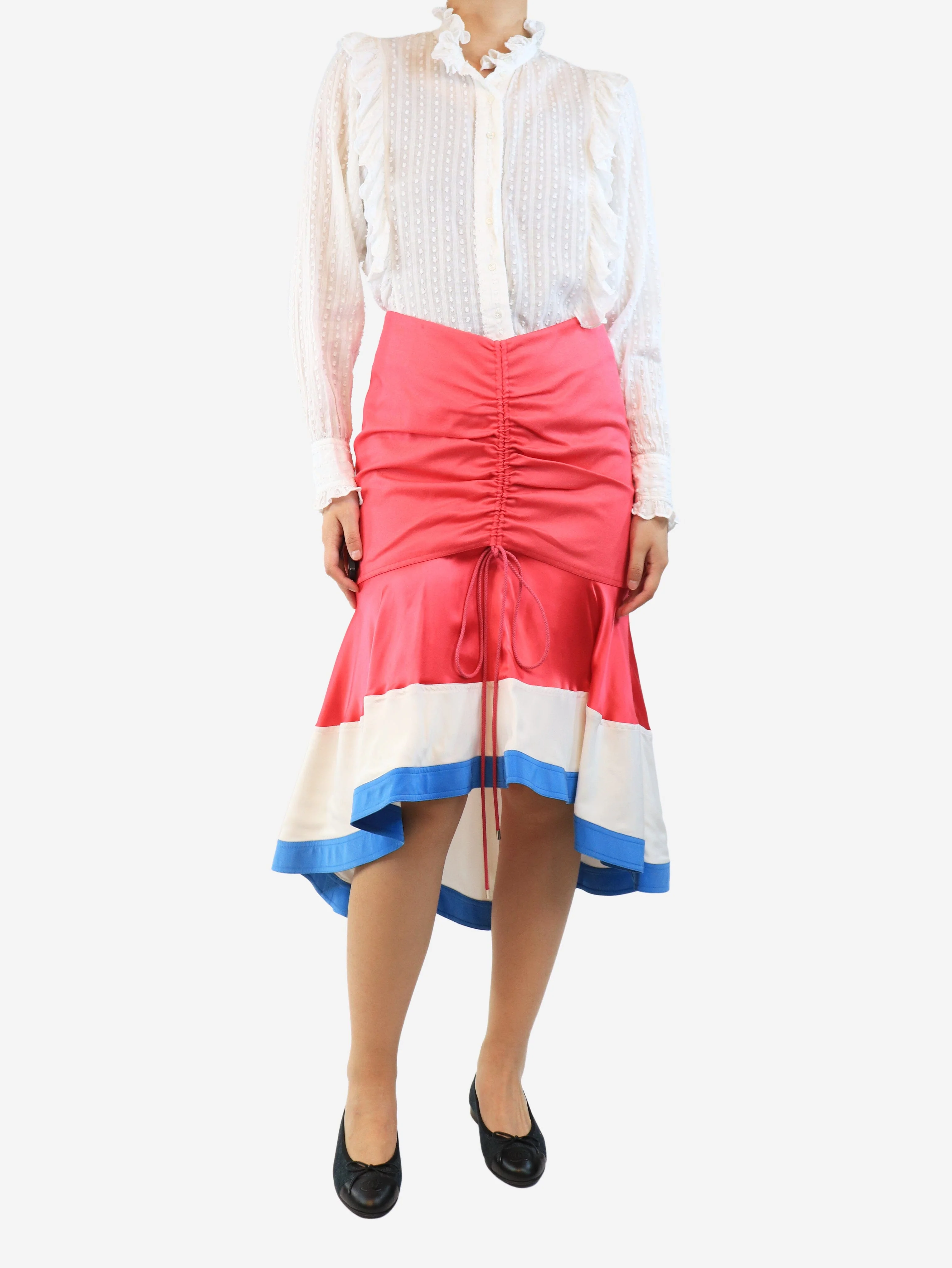 Pink ruched midi skirt - size UK 10 - Image 2