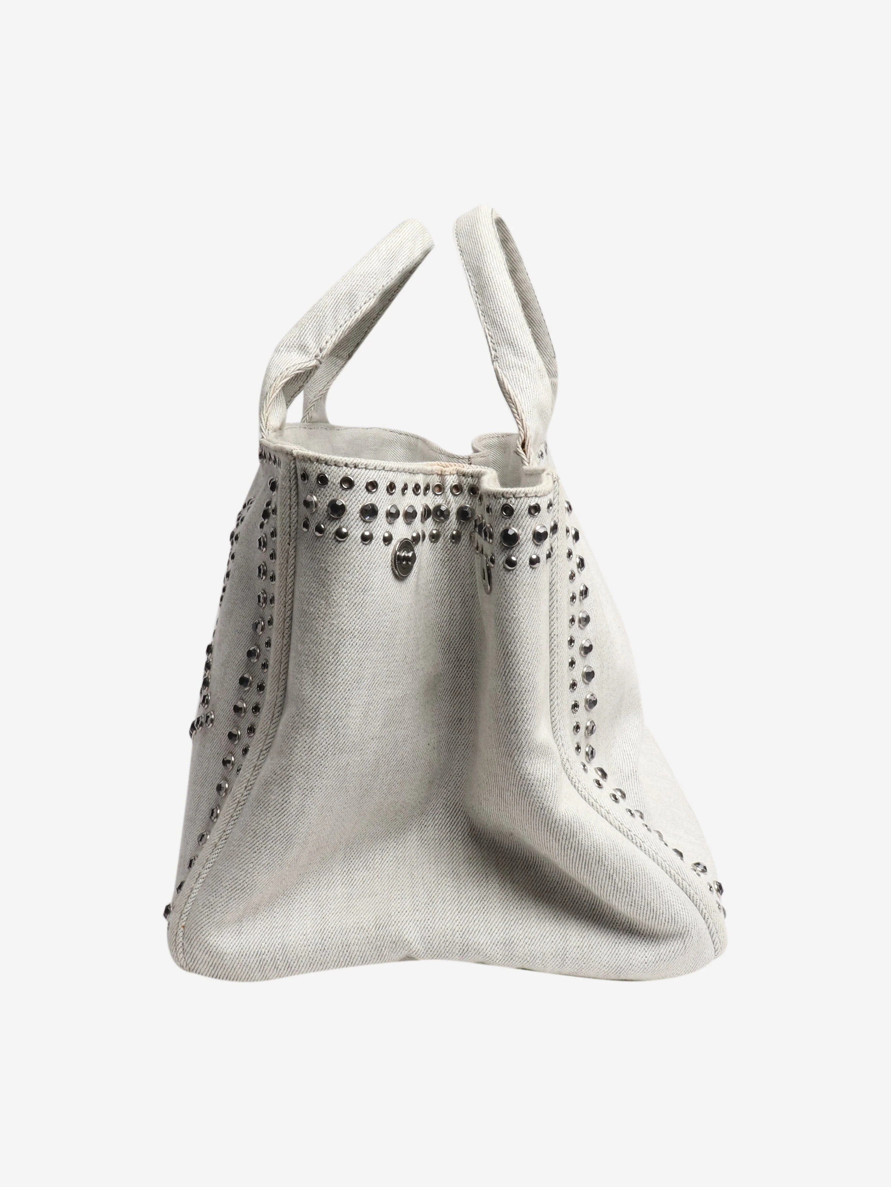Ash grey denim bejewelled 2way tote - Image 2