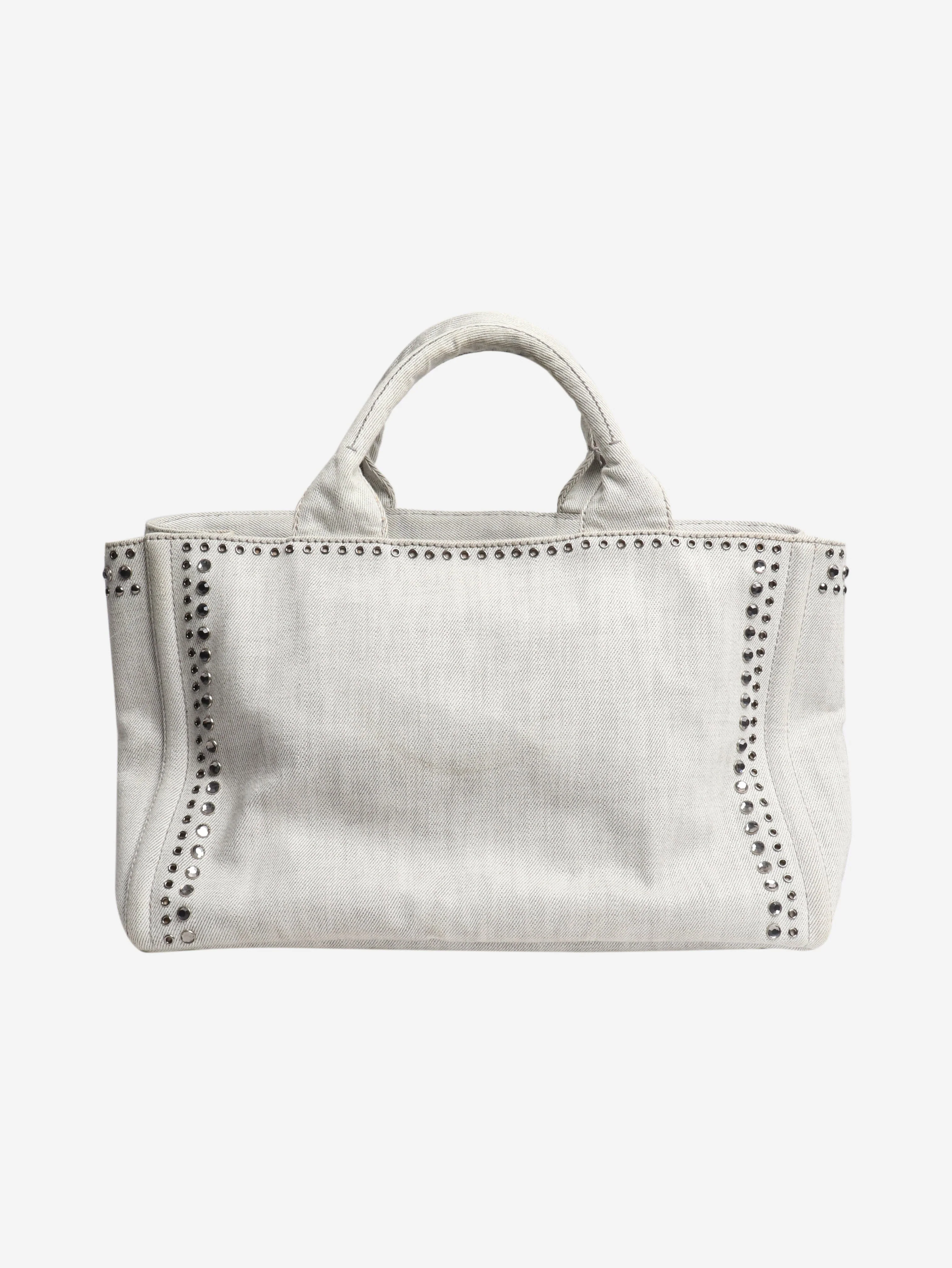 Ash grey denim bejewelled 2way tote - Image 3