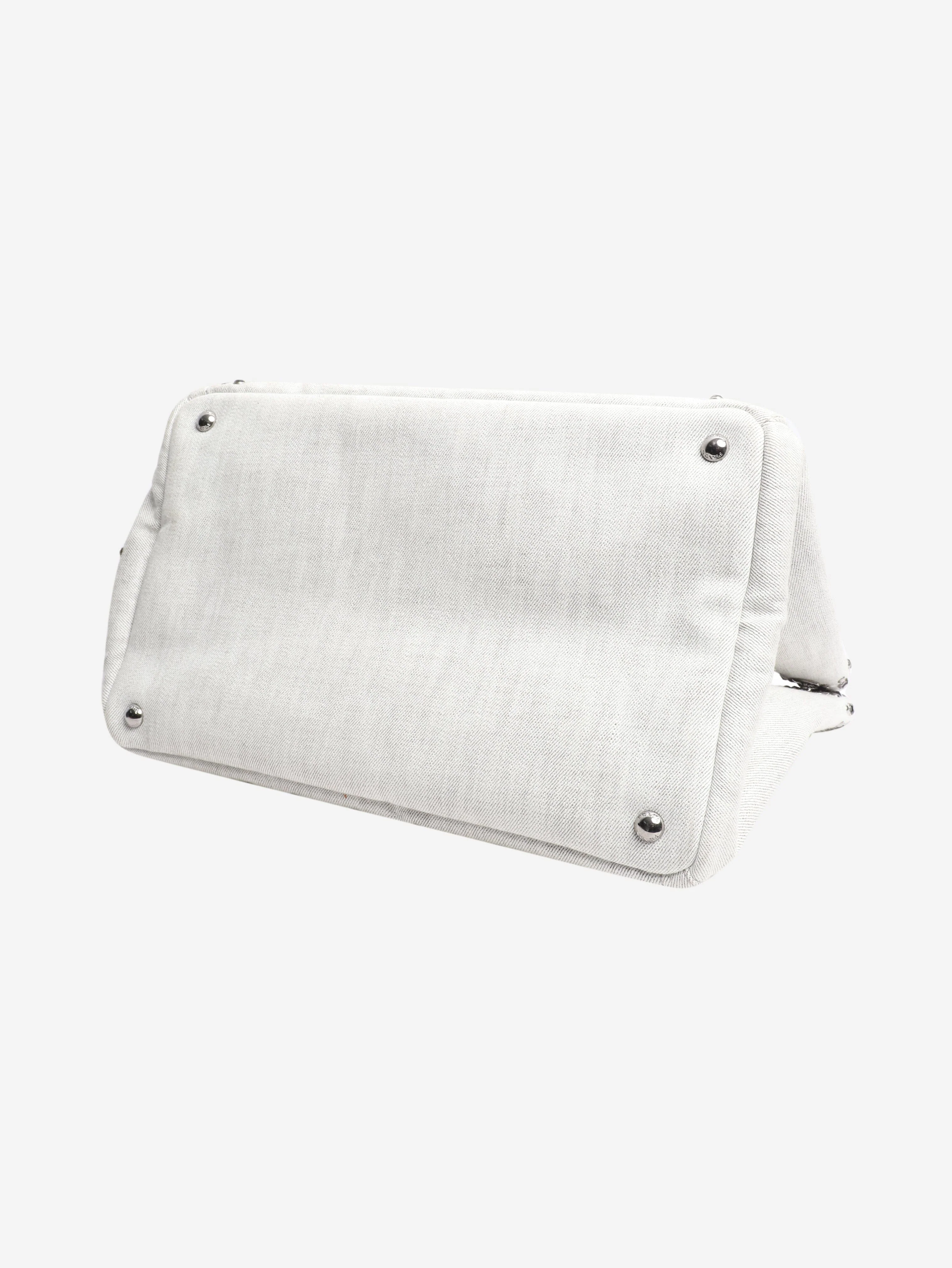 Ash grey denim bejewelled 2way tote - Image 4